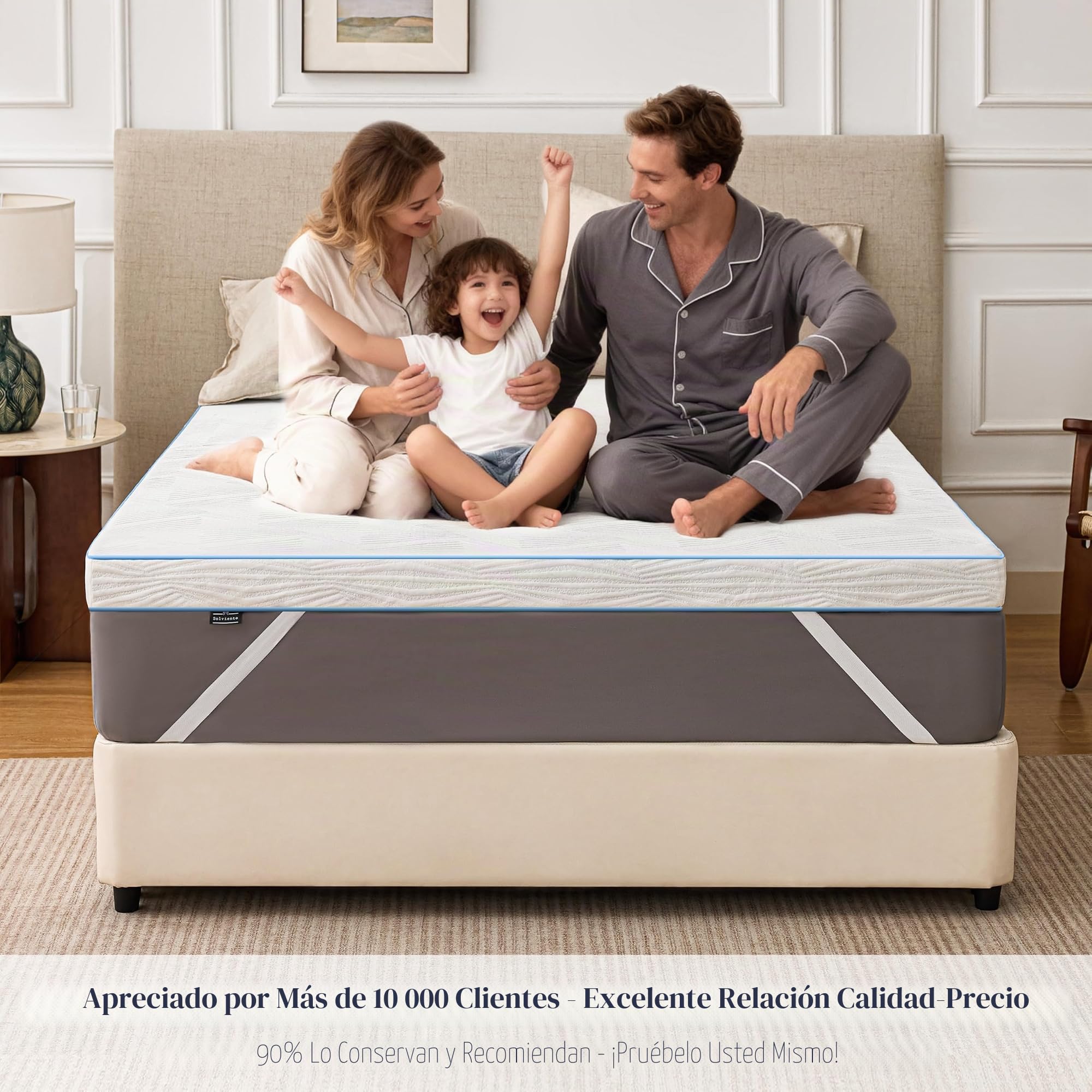 Topper Viscoelástico y Espuma Fría, 190x90x5 cm, Blanco, Transpirable, Certificado Oeko-Tex, Funda Extraíble, Antideslizante (5CM, 160X200)