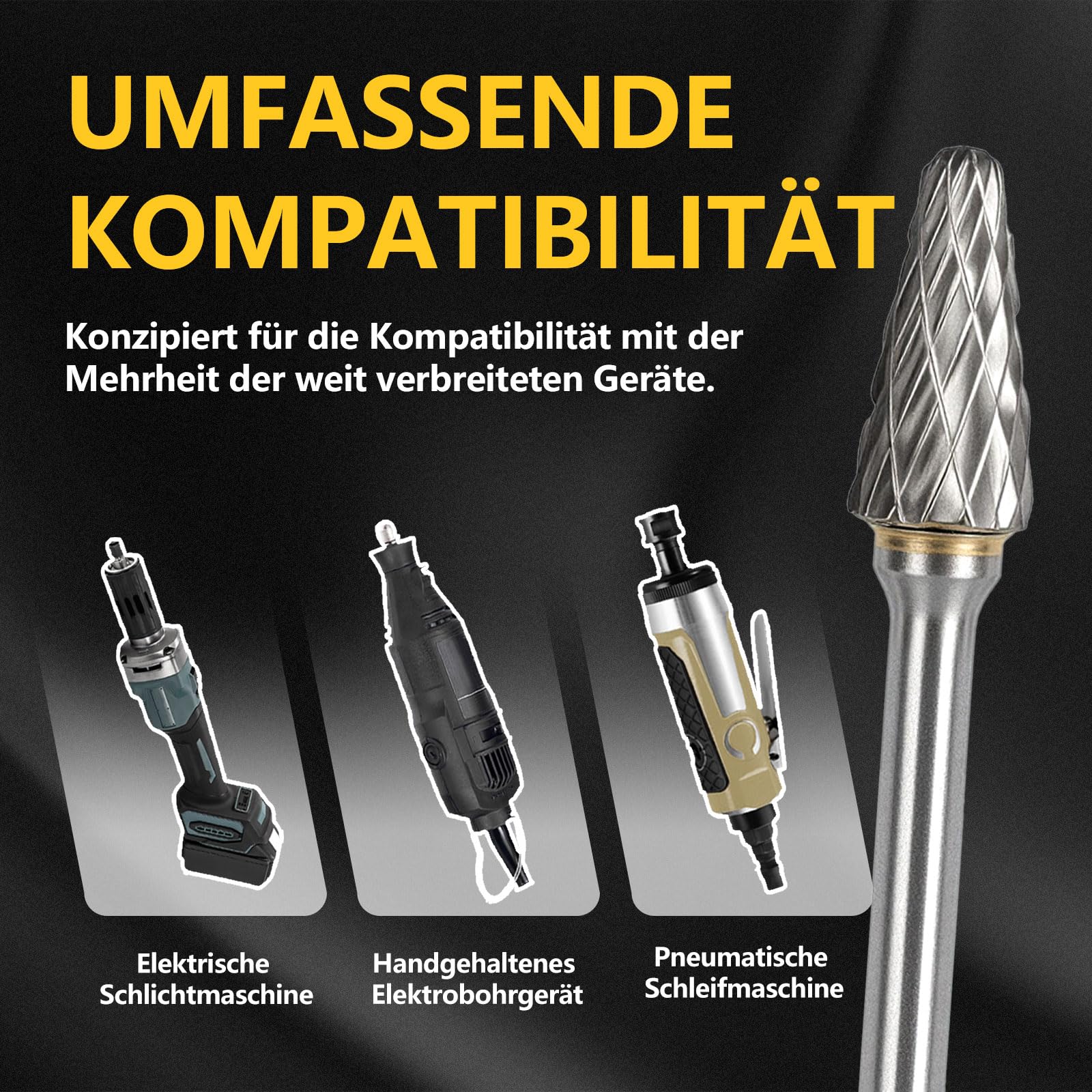 CSOOM 20 StückHartmetall Frässtifte Set, Hartmetallfräser mit Doppelschnitt, Wolfram Hartmetall Rotationsfräser, 3 mm Schaft, für Holz Gravieren, Schleifen, Schnitzen, Metallpolieren, Bohren