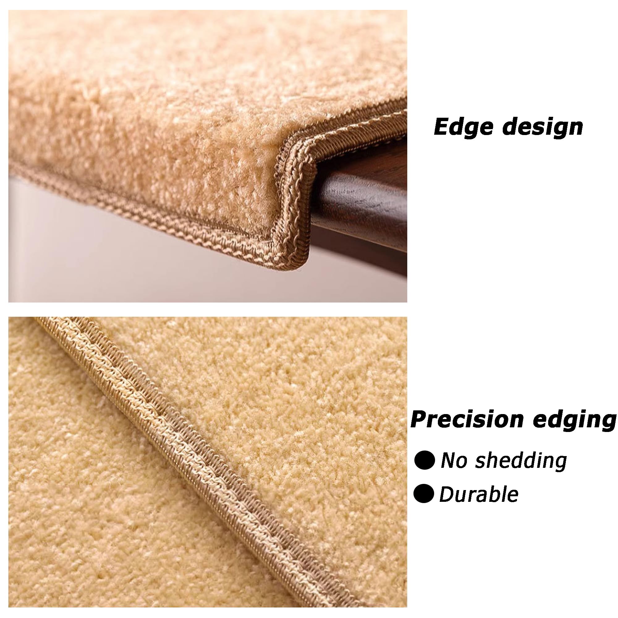 Rutschfeste Treppenmatte, selbstklebende Stufenmatten, abnehmbarer Treppenläufer, Teppich, Abdeckmatten für Kinder, ältere Menschen, Haustiere (75 x 26 cm, 7 Stück, Beige)