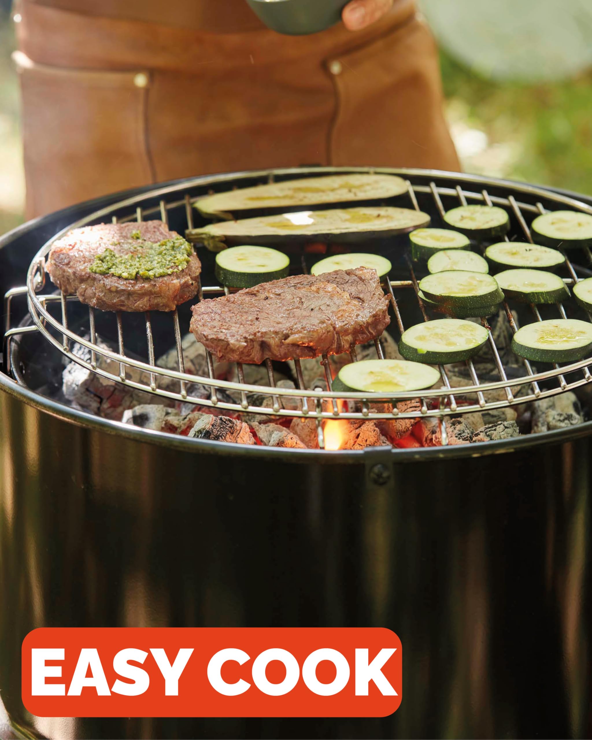 Barbecook Edson Barbecue a Carbone, Barbecue a Legna Senza Macchie di Ruggine, Anche Come Tavolo, Nero, 60 x 60 x 90 cm