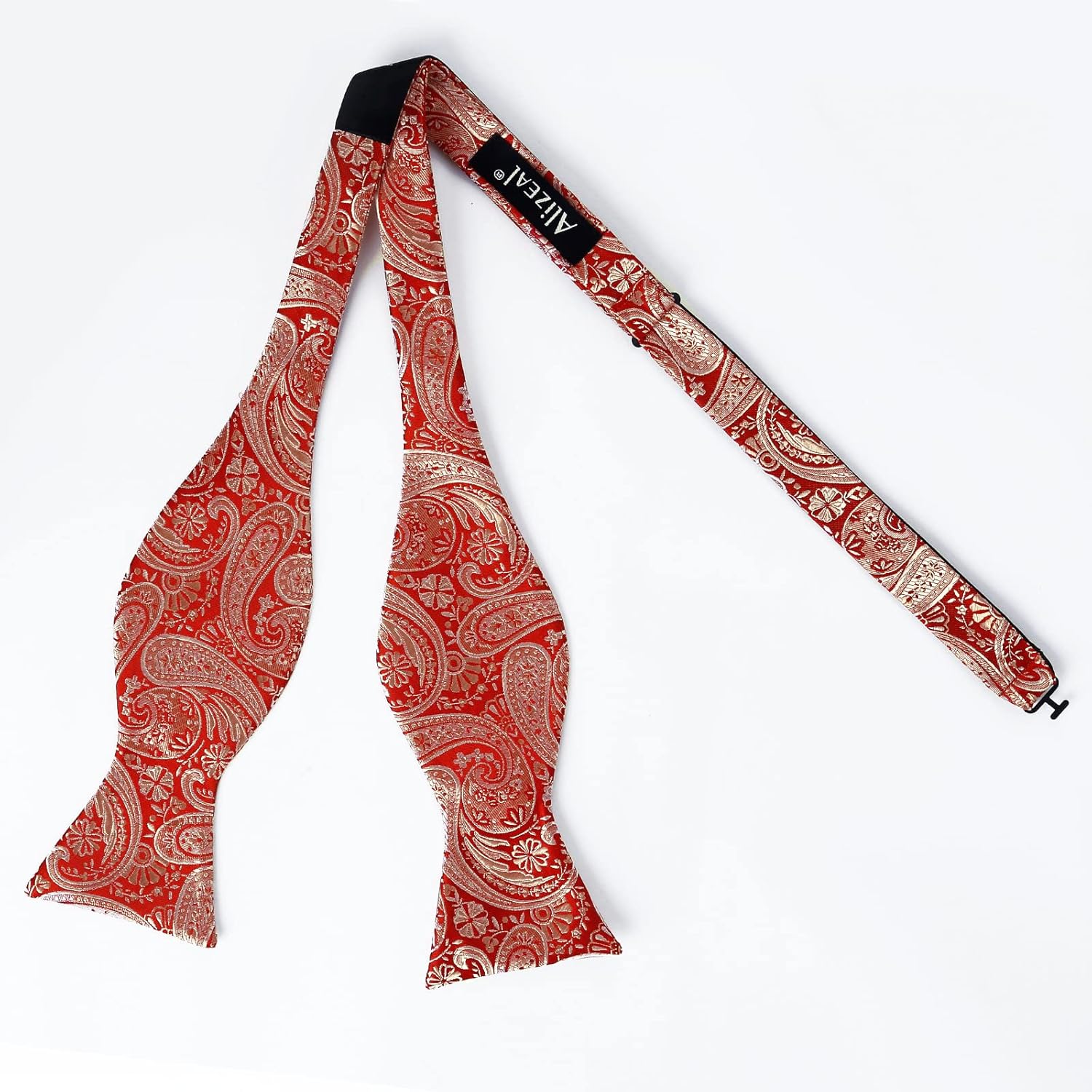 Alizeal Mens 2pcs Paisley Jacquard Tuxedo Self Tied Bow Tie with Pocket Square Set - Image 3