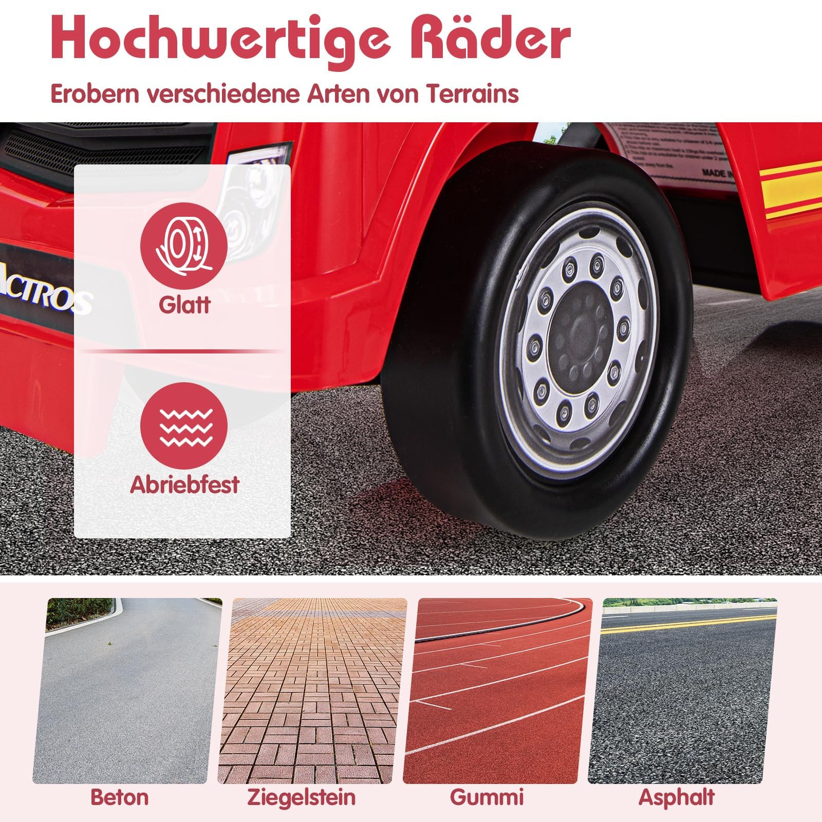 COSTWAY Mercedes Benz Rutschauto, Schiebeauto mit Stauraum & Musik & Hupe & Kippschutz, Kinder Rutscher Feuerwehrauto mit Warnlampe für Kinder ab 2 Jahren, Rot