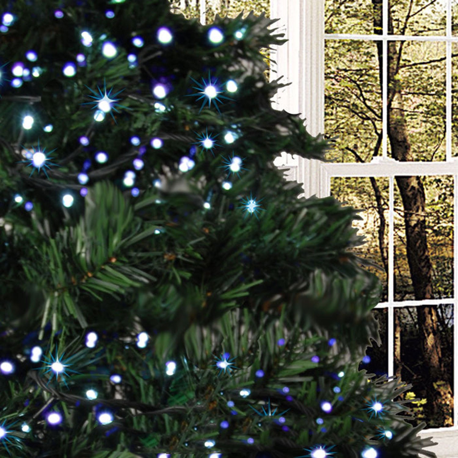 The Christmas Workshop Blue & White 78590 200 Led Chaser Christmas Lights | Indoor/Outdoor Fairy Lights | 13.9 Metres | 8 Light Modes | Christmas/Weddings/Gardens