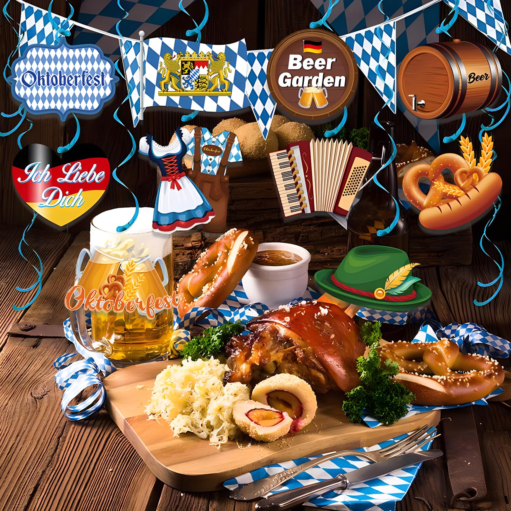 Set di 30 decorazioni per Oktoberfest, per Oktoberfest, decorazione per Oktoberfest, decorazione bavarese per feste d'Oktoberfest, decorazione