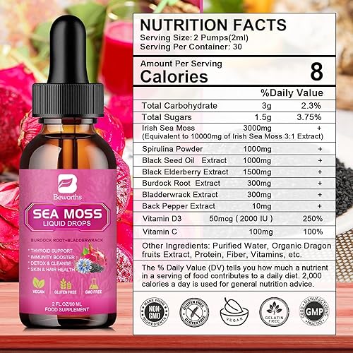 Miniatura 8 de Aceite de semilla negra y gel de musgo marino irlandés con vejiga, saúco, 6 veces más fuerte Qr Seamoss crudo para reforzar la inmunidad,