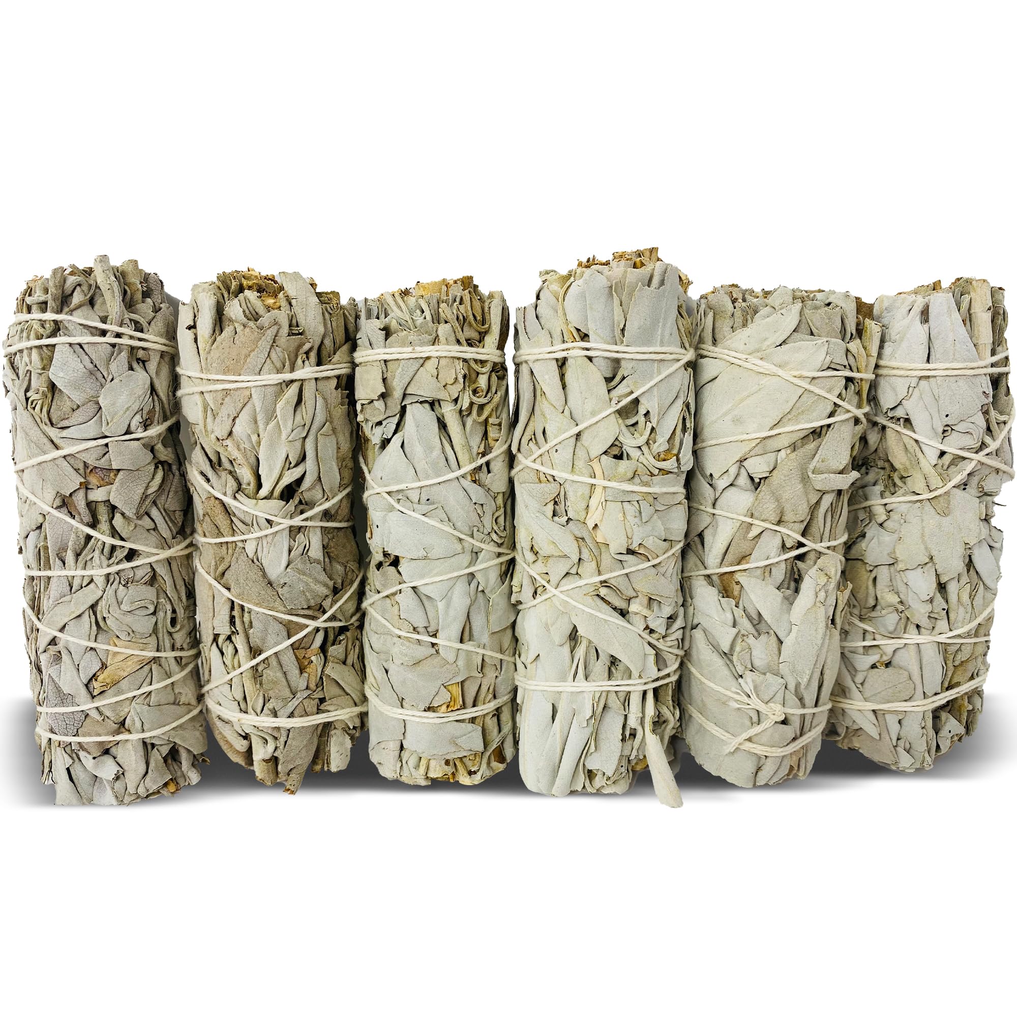 White Sage Sticks Pack of 6, Sage Smudge Kit 4'' Long Dried Sage Sticks for Meditation, Smudging and Cleansing, Getting Rid of Negative Energy, Sustainably Grown California Sage