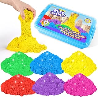 AtMini Play Sand for Kids, 11lbs of 6 Colored Sands, Magic Sand Bulk, Play Sand for Sandbox Sensory Sand Kit for Boys and ...