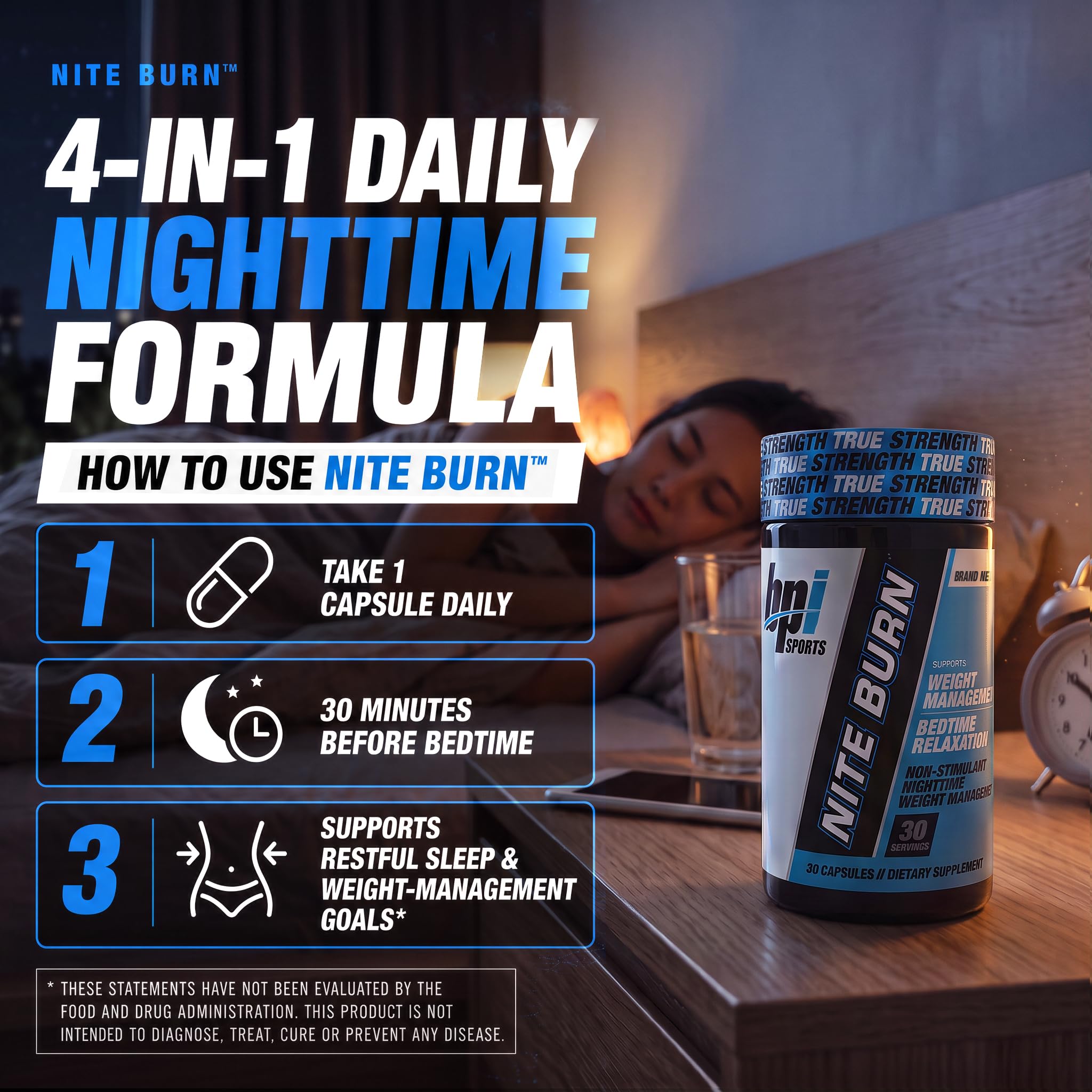 BPI Sports Nite burn – Nighttime Fat Burner & Sleep Support – Keto-Friendly – Weight Loss, Burn Fat, Relaxation, Boost Metabolism – 30 servings – 640mg — Amazon image 5