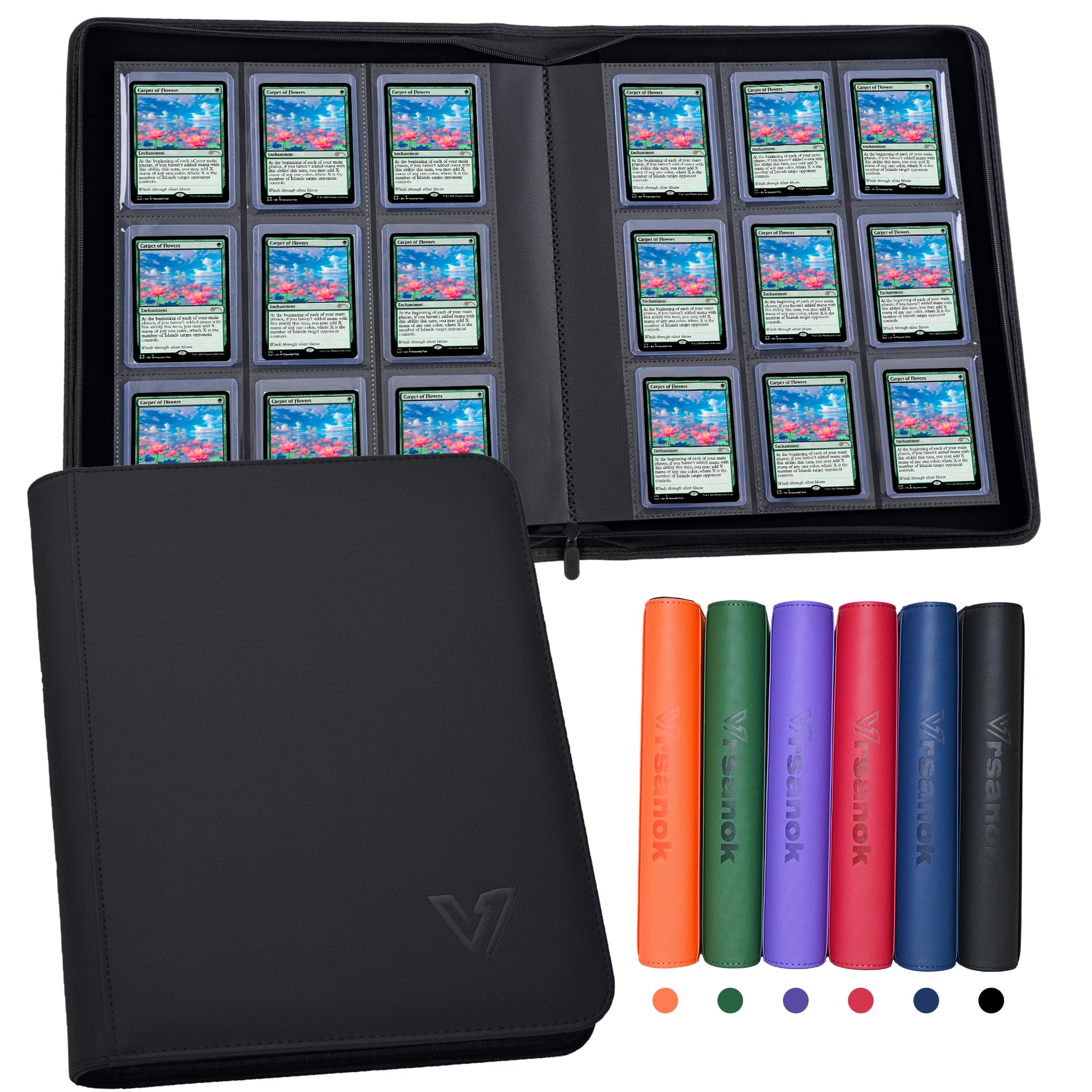 Vrsanok Top Loader Binder 9 Pocket,Holds 324 Top Loaders,Toploaders Binder 9 Pocket for 3" x 4"Rigid Cards,Double Sided Card Binder Abulm in 3"x4"