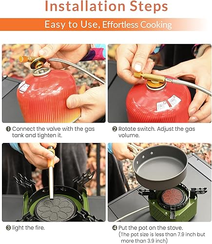 Miniatura 8 de Indwell Estufa de propano de un solo quemador, estufa de camping con quemador infrarrojo, llama ajustable de encendido piezoeléctrico estufas