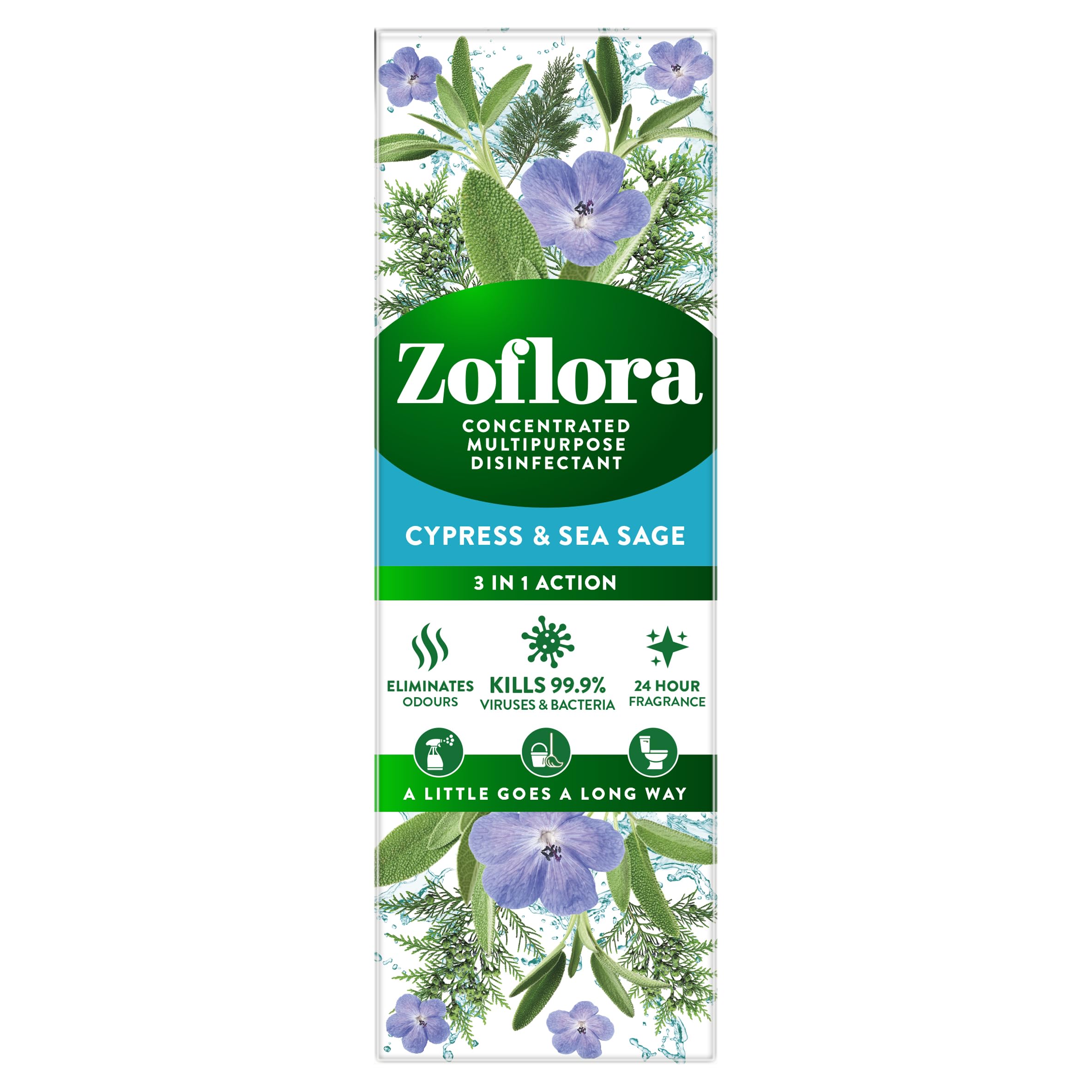  Zoflora Cypress & Sea Sage Disinfectant Concentrate for Home Use: Kills 99.9% Germs, Fresh Aroma, 250ml Bottle
| Zoflor
