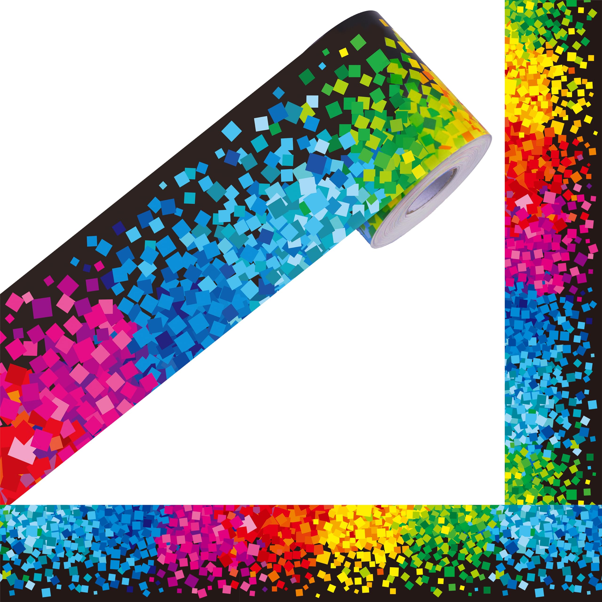 60 Feet Bulletin Board Borders, Confetti Straight Rolled Border Trim Back-to-School Bulletin Boards Decoration, Walls, Desks, Windows, Doors for