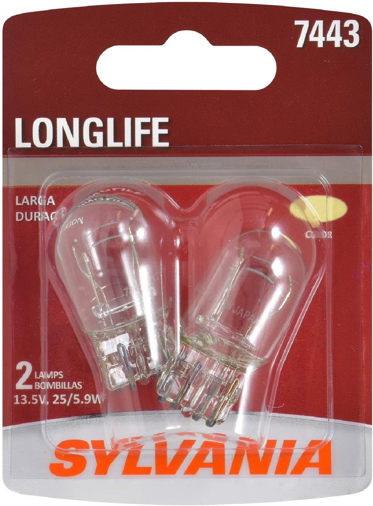 SYLVANIA 7443 Long Life Miniature Bulb, (Includes 2 Bulbs)