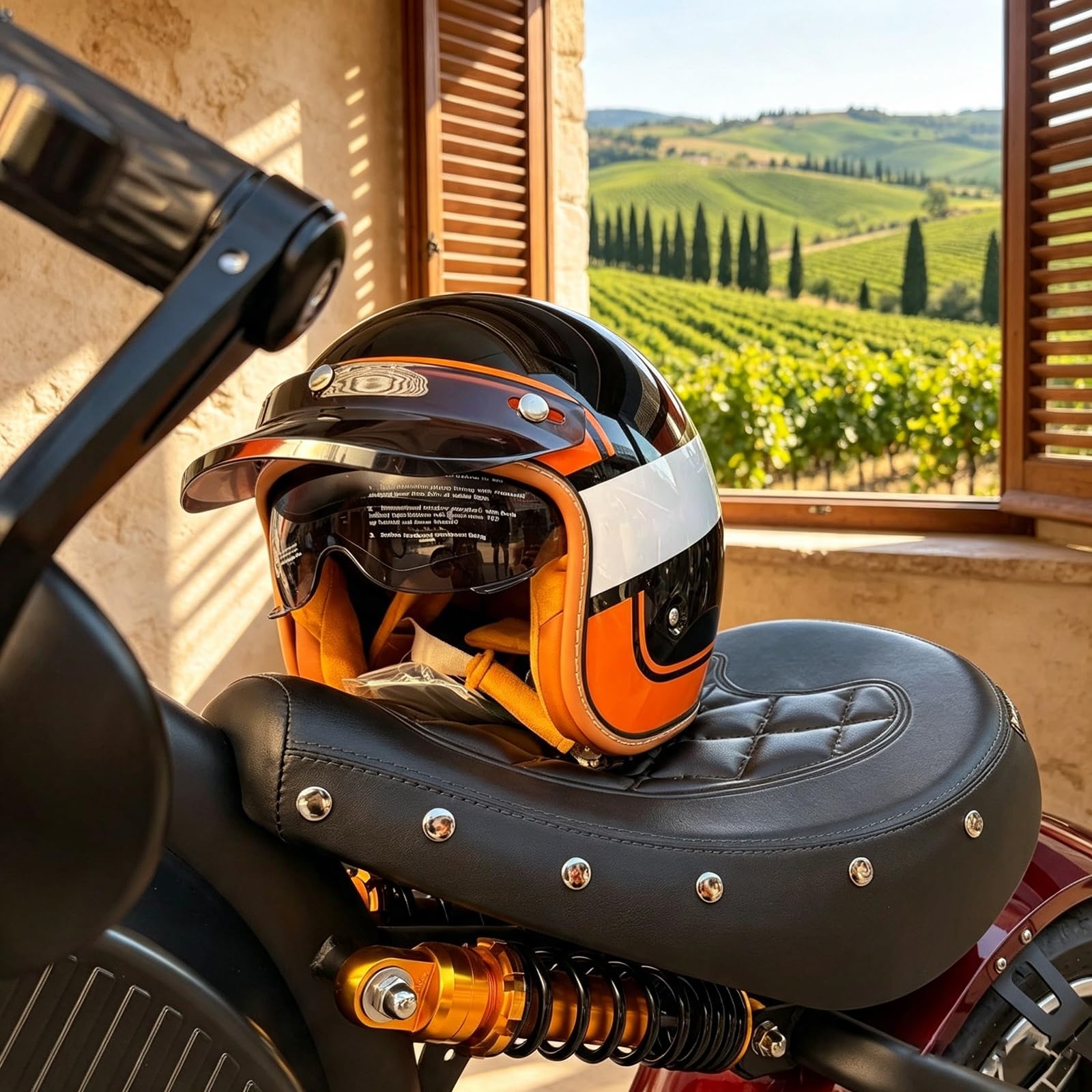 Rebel Casco Jet Moto, Casco Aperto Retrò Vintage