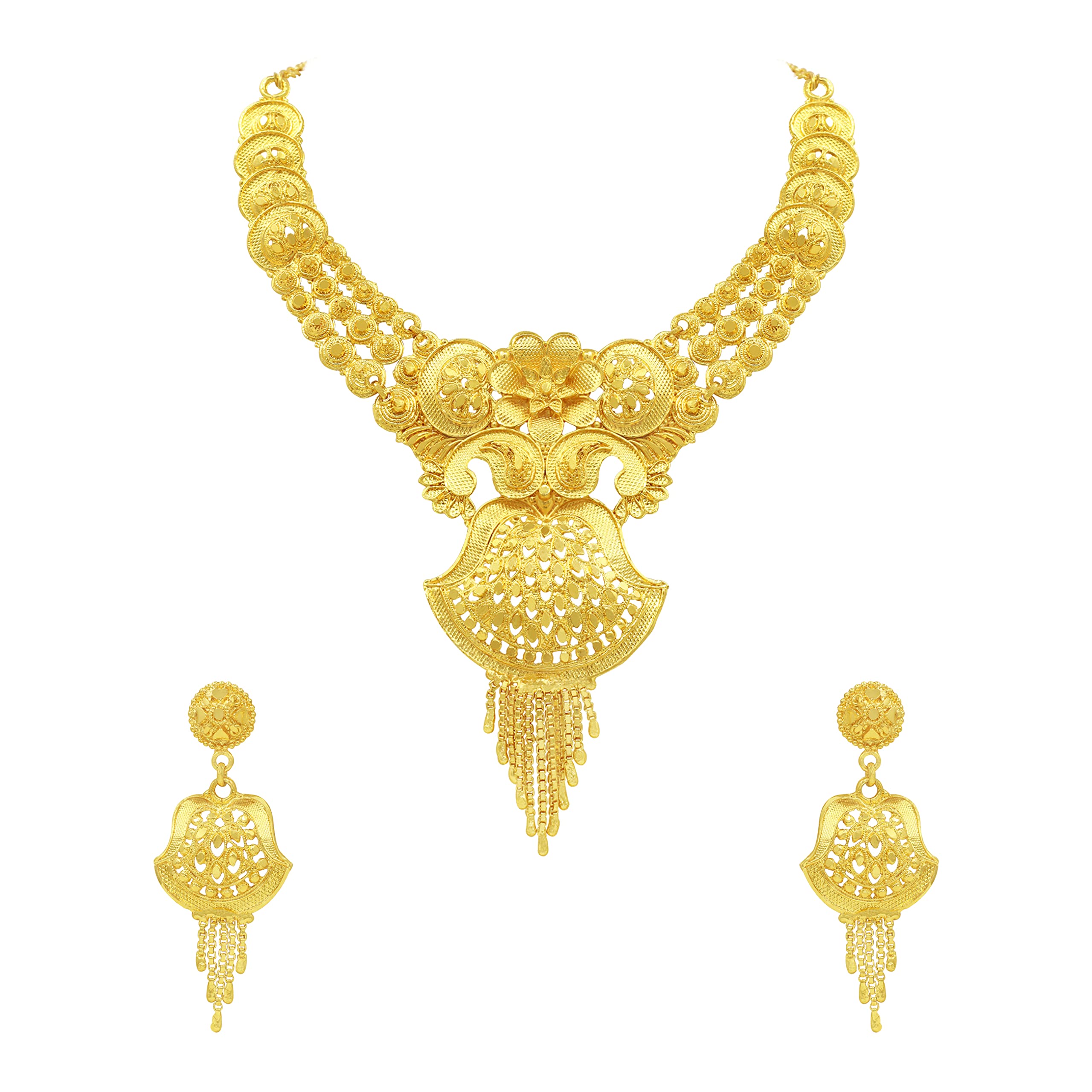 SAIYONI Wedding Collection One Gram Gold Plated Floral Design Forming Choker Necklace With Earring Jewellery Set (Gold) (B0BKPPKC7N) Amazon Price History, Amazon Price Tracker