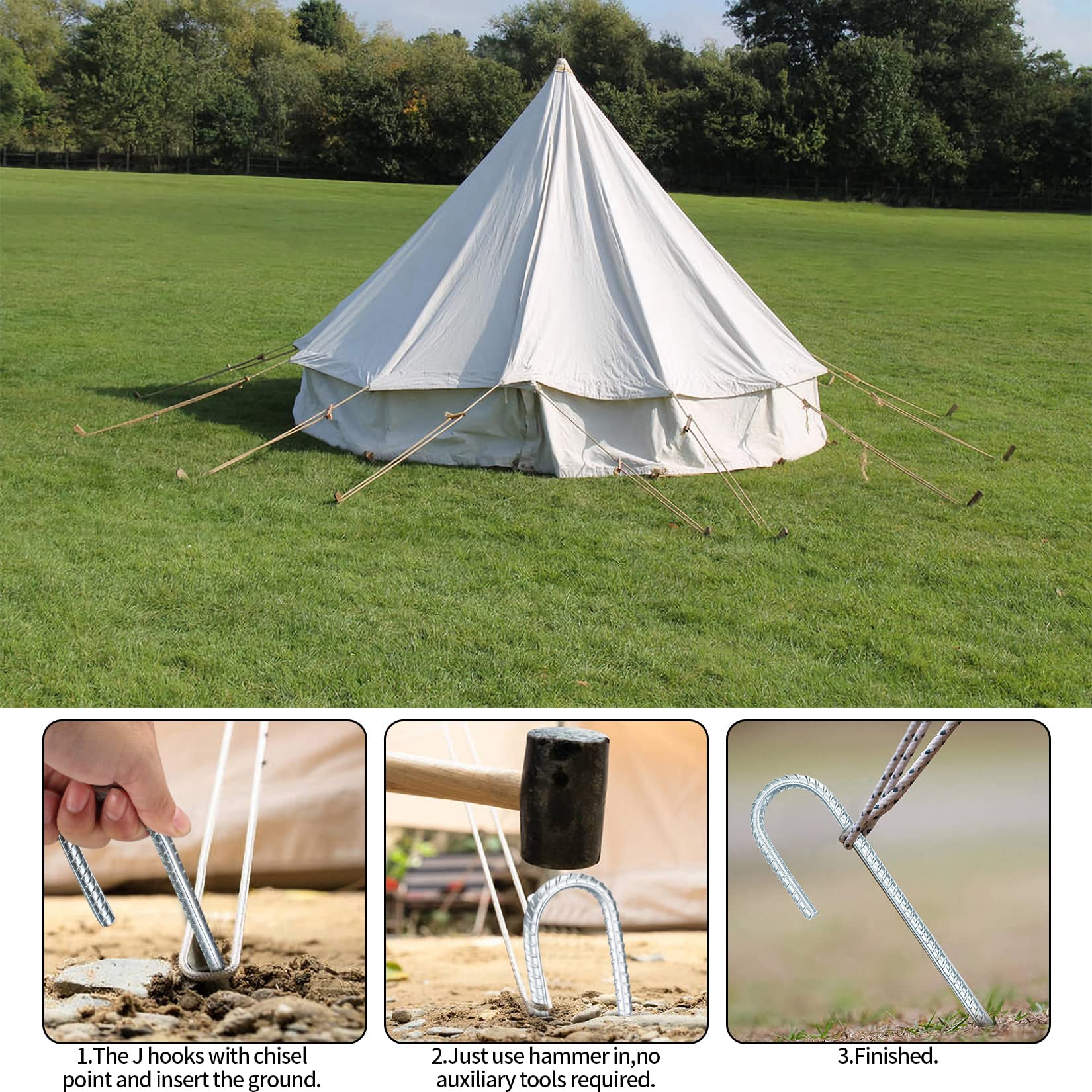 JOERRES Bodenanker 30cm - U-Erdspieß Verzinkt Für Trampolin & Zelte