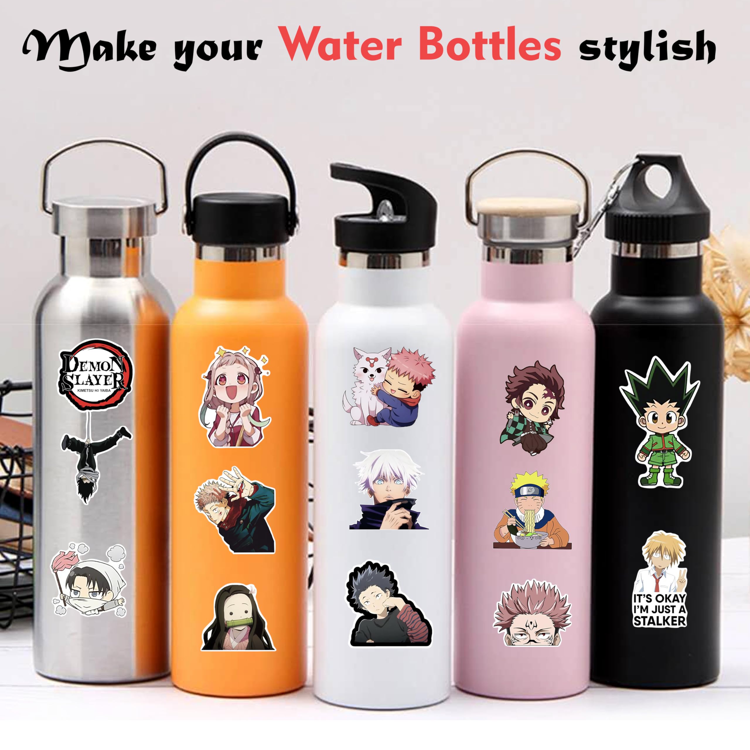 Wonder Hub Anime Stickers Vinyl for Laptop,Phone Cover, Guitar, Journal,Diary Multi-Color Waterproof Sticker Set of 103 Sticker 4
