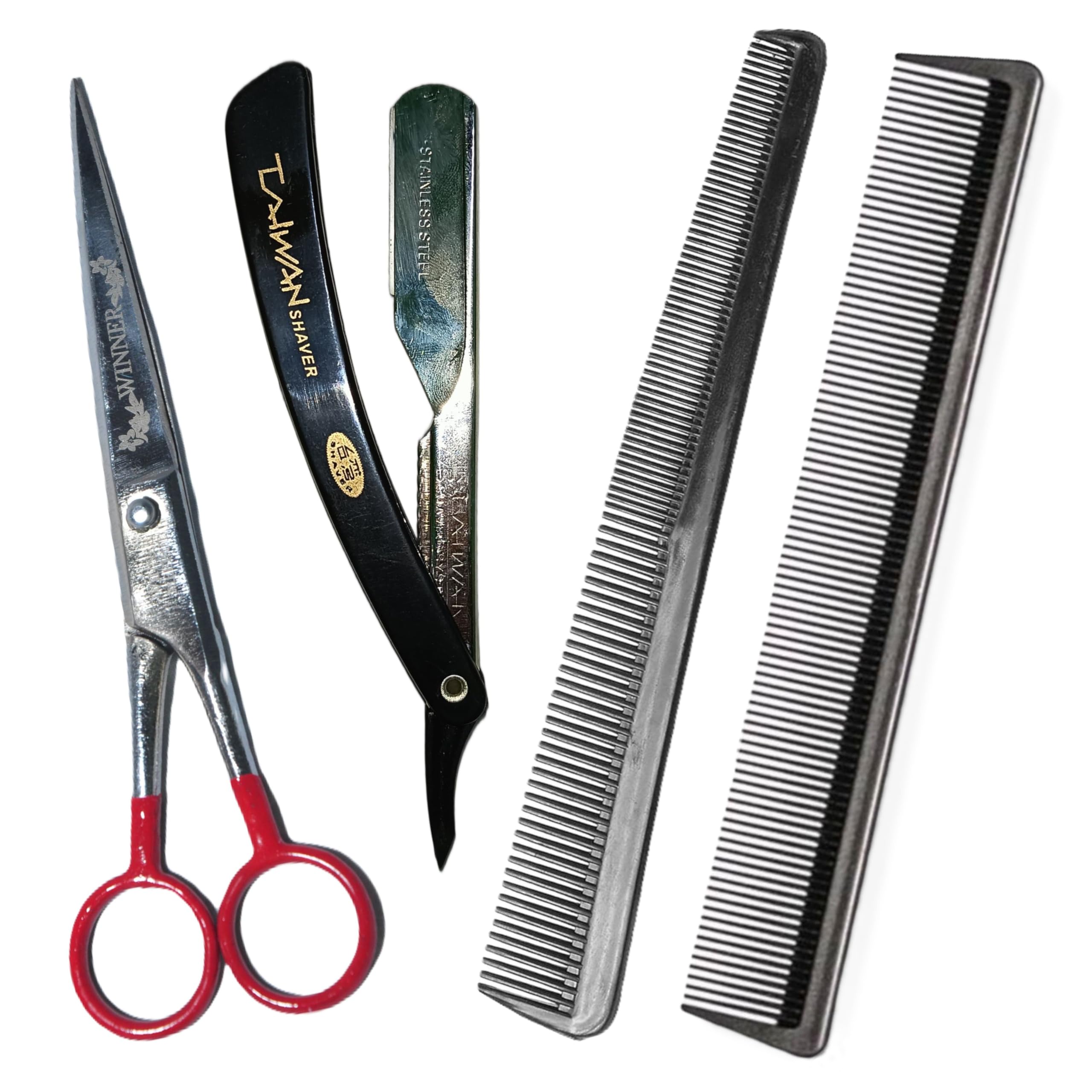 Premium Barber Scissor Set – High-Quality Metal Salon Hair Cutting Scissors for Men, Women, Kids & Pets | American Design Professional Hair Styling Kit with Shears, Comb, Razor-image-34
