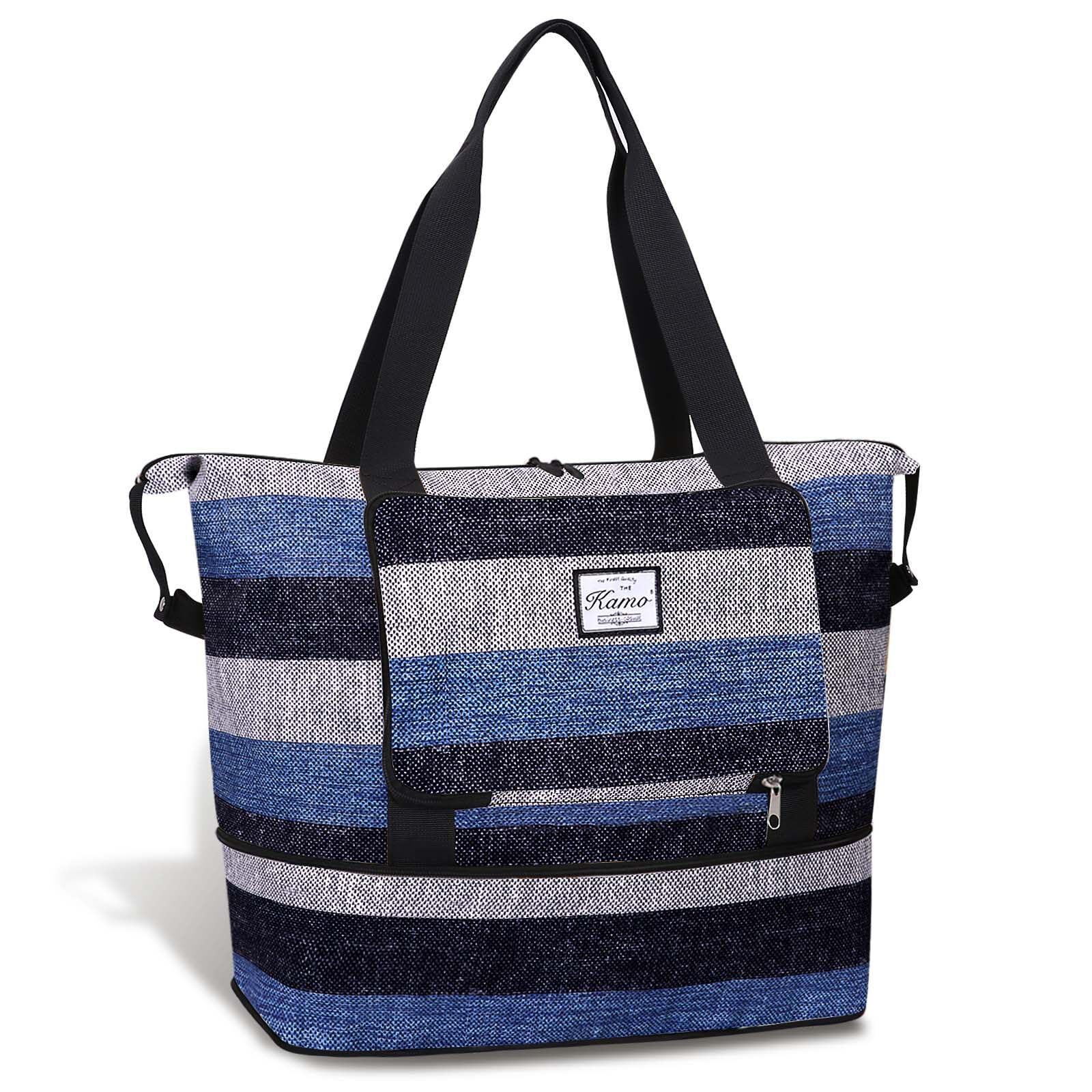 KAMO Travel Duffle Bag Expandable Weekender Overnight Bag With Wet Pocket, Foldable Tote Bag with Multiple Pockets Sports Gym Bag for Travel Yoga