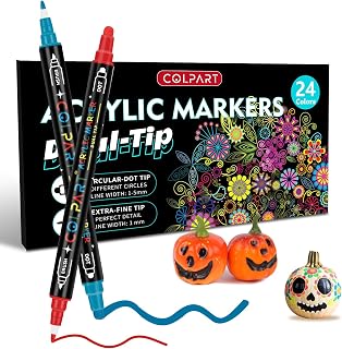 24 Colors Acrylic Paint Markers - Easter Basket Essentials,Dual Tip Acrylic Paint Pens For Rock Painting Easter Eggs Plastic Metal Wood And Stone,DIY Crafts Making Art Supplies Christmas Gift 
