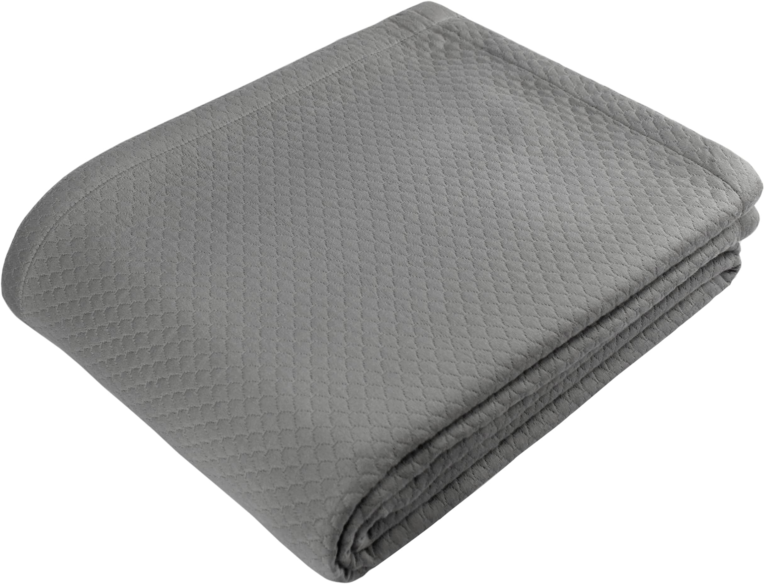 Soft Cotton Blanket Coverlet - Plush French Matelassé Diamond - All Season Cooling Throw Blanket - Breathable Skin Friendly Luxurious Layer Bed Spread - Sofa Couch Dorm - Full Queen Grey