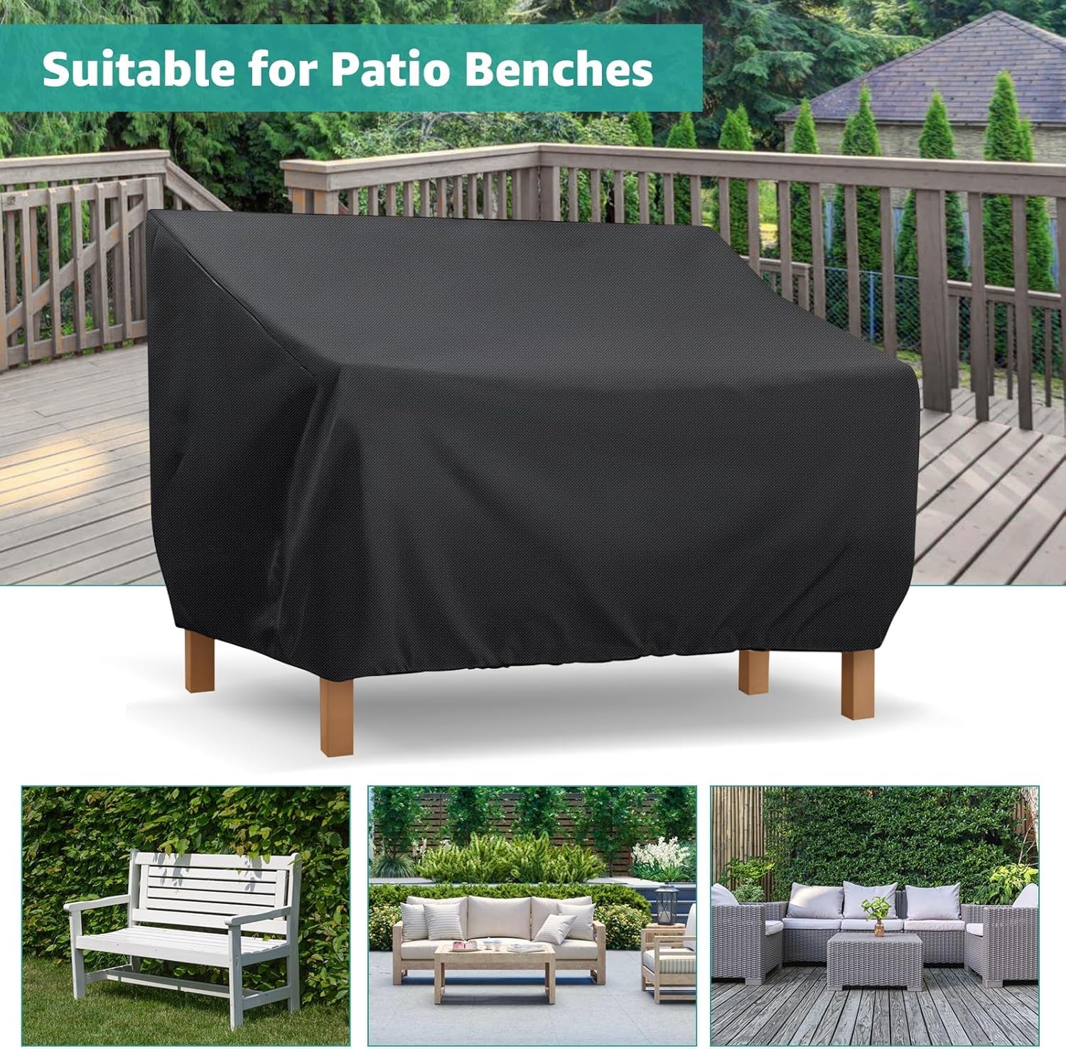 Housse De Protection Imperméable Pour Banc/Jardin - Tissu Oxford 420D - Tailles S/M/L - Noir Ou Beige