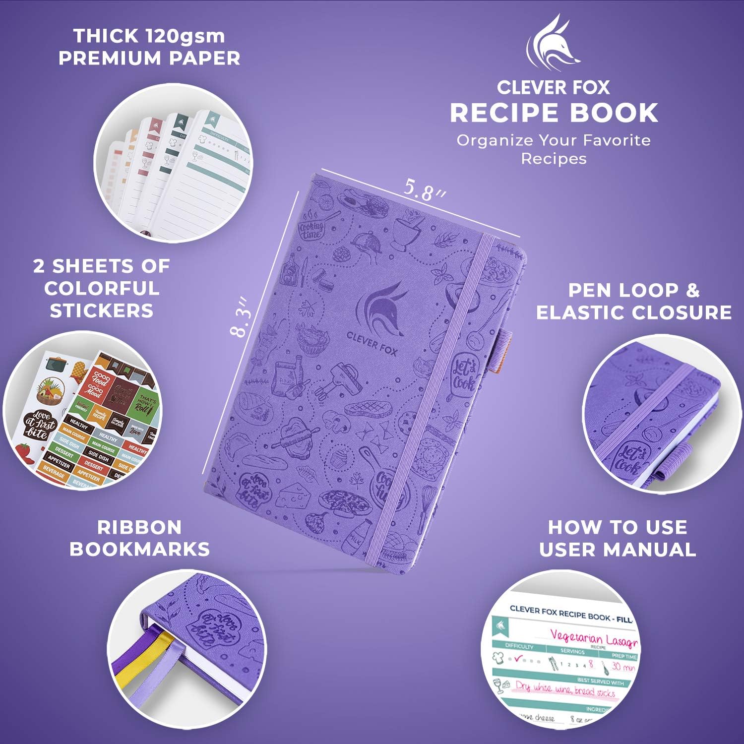 Clever Fox Recipe Book, Make Your Own Family Cookbook & Blank Recipe Notebook Organizer - Image 3
