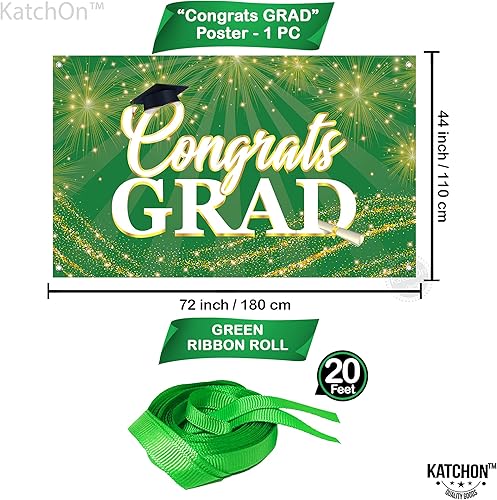 Miniatura 4 de KatchOn, Pancarta de graduación verde de 72 x 44 pulgadas  Cartel de graduación verde y dorado 2023  Decoraciones de fiesta de graduación 2023