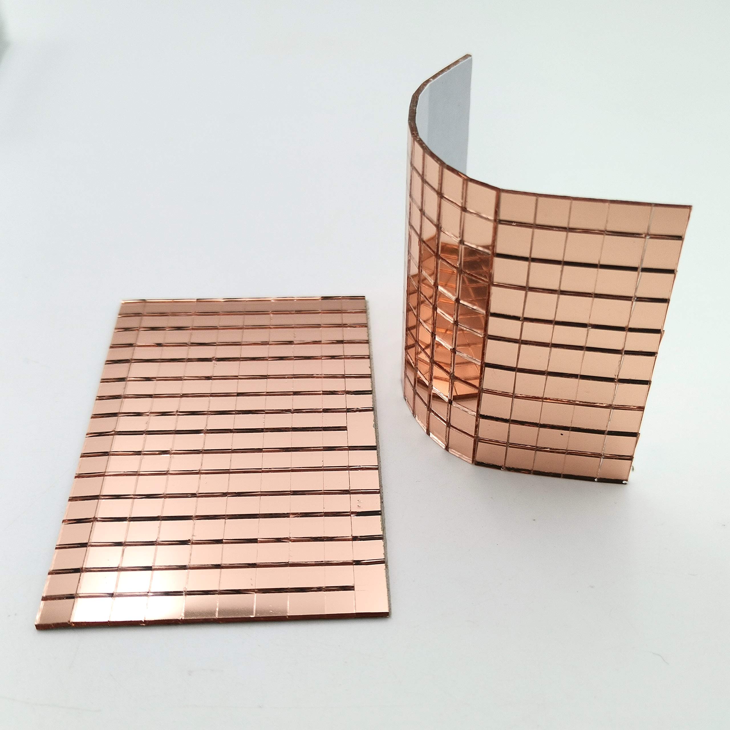 2600515r mozaika szklana w kolorze różowego złota, mozaika lustrzana do sztuki i siły, samoprzylepna mozaika 5 x 5 mm, grubość 1,5 mm, 18 mat, łącznie 2880 sztuk, różowe złoto, 5 x 5 mm