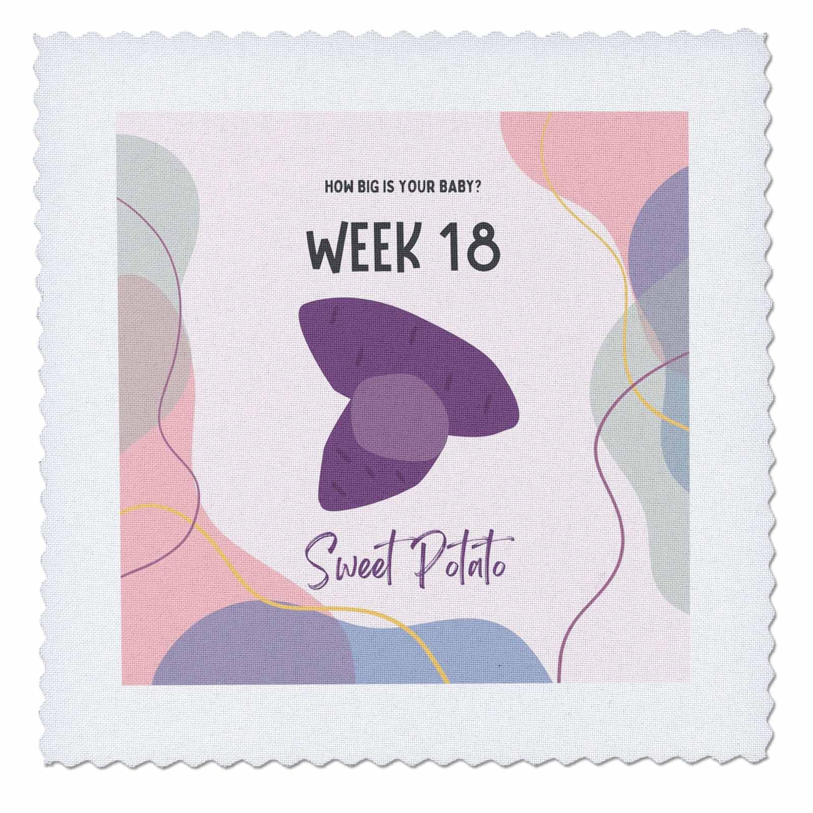 3dRose Image of Sweet Potato How Big is Your Baby Week 18 - Quilt Squares (qs-388470-5)