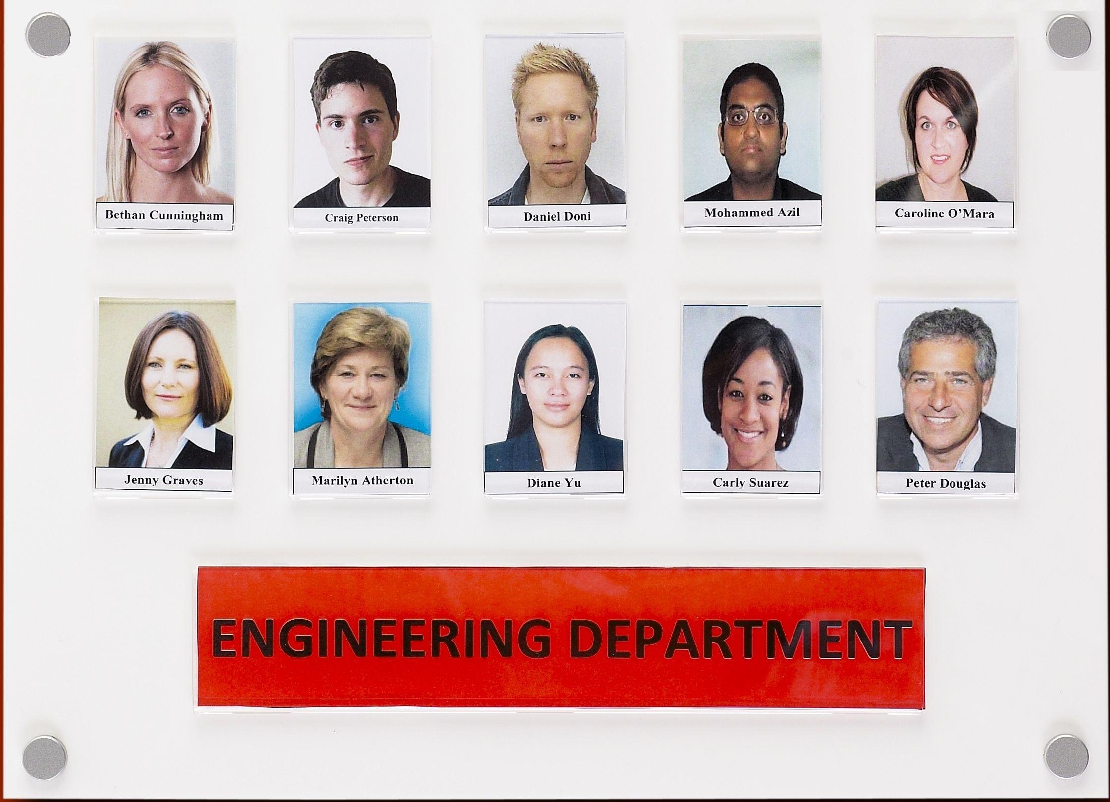 White Staff Photo Display Board - 10 Pockets - Ideal For Reception Area.