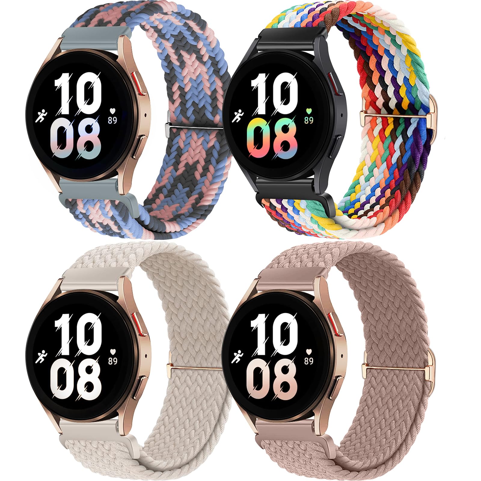 chinbersky 20mm Nylon Geflochtenes Armband Kompatibel mit Samsung Galaxy Watch 4/5/6/7/FE 40mm 44mm Armband/Watch5 Pro/Watch 4&6 Classic/Active 2 40mm 44mm/Watch3 41mm/Gear Sport/Gear S2 Classic