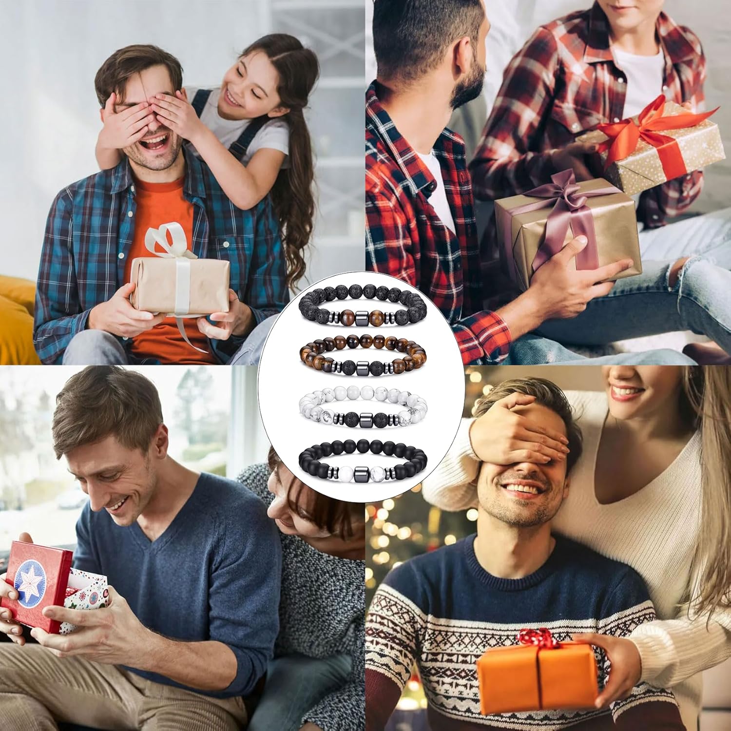 RANKEEF Tiger Eye Bracelet For Men 8MM Natural Stone Stretch Adjustable Black Crystal Beaded Bracelet for Men Women Gifts - Image 7