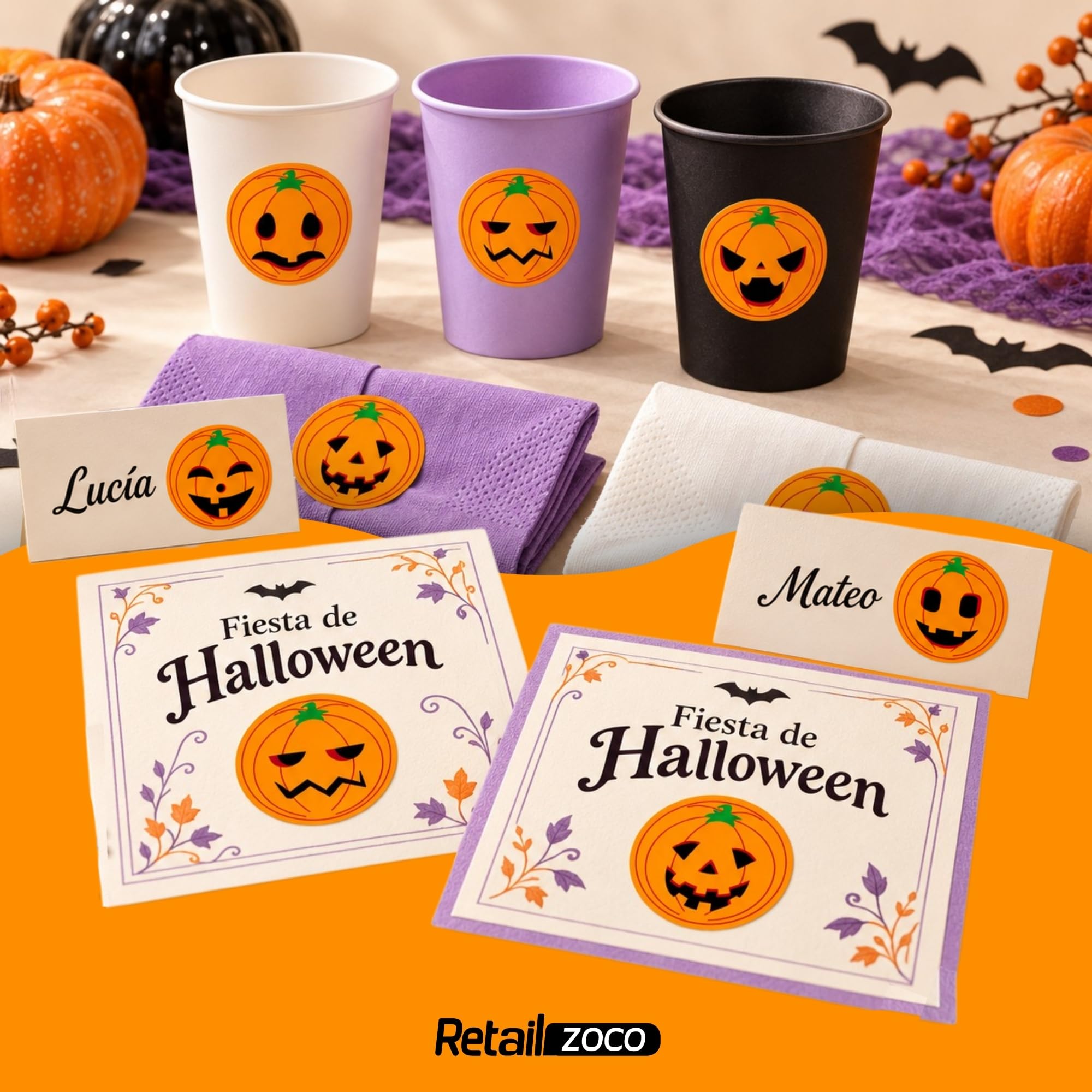 Rollo Pegatinas Emojis Halloween para niños, Halloween stickers, 3 Unidades - imagen 3