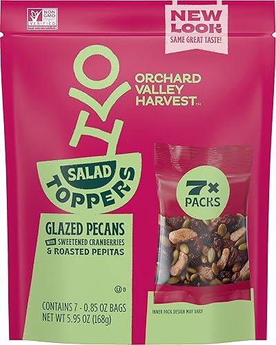 Orchard Valley Harvest Salad Toppers - Nueces pecanas glaseadas con arándanos endulzados y pepitas asadas, 0.85 onzas (paquete de 7), sin gluten,