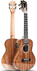 Caramel Ukulele elétrico acústico tenor acácia sólida brilhante de 66 cm