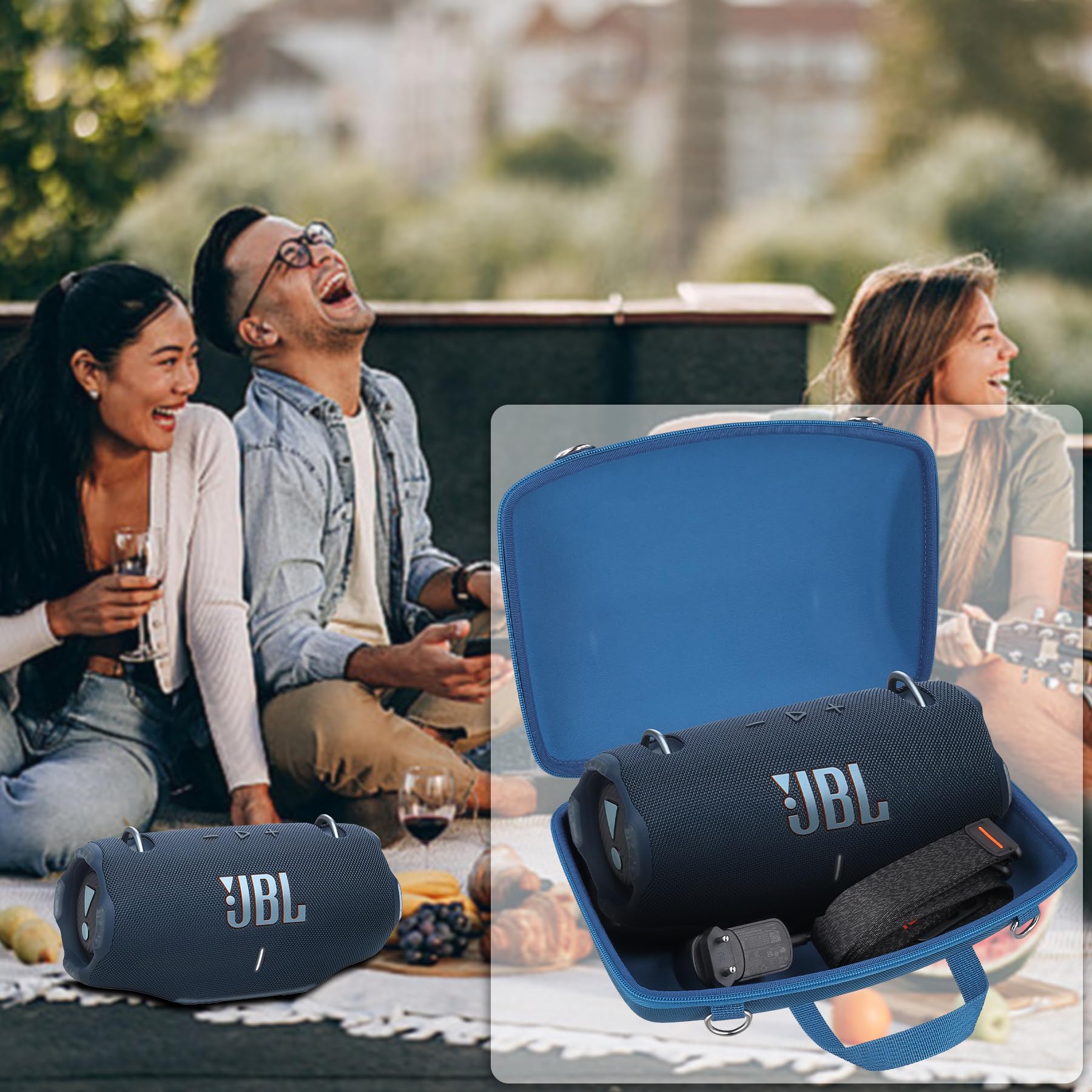 Khanka Custodia da viaggio rigida di ricambio per altoparlante Bluetooth portatile JBL Xtreme 4, solo custodia(Blu)