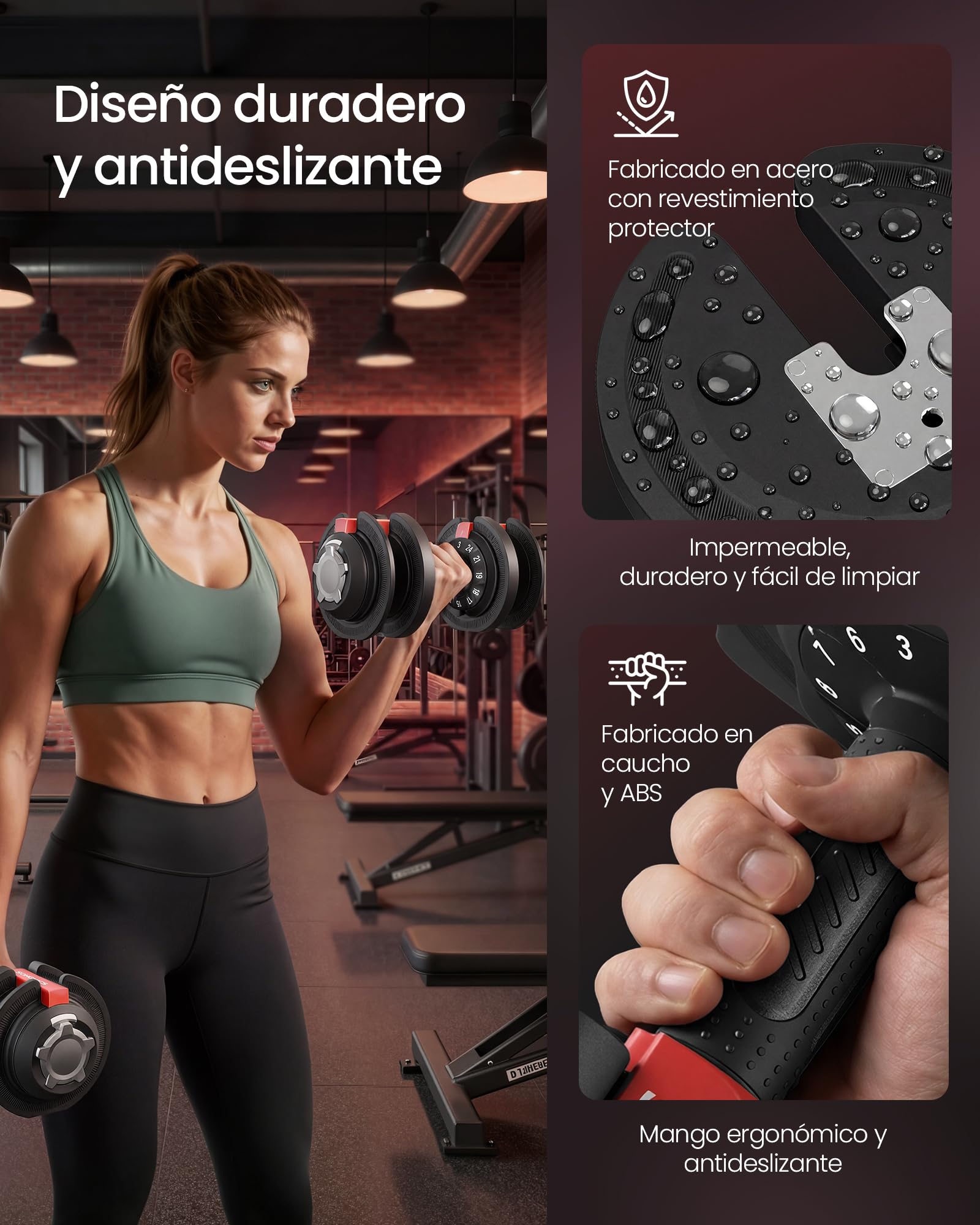 SONGMICS Juego de 2 Mancuernas Ajustables 12 en 1, Ahorran Espacio, Mango Antideslizante, Soporte Base, Entrenamiento de Fuerza y Fitness en Casa