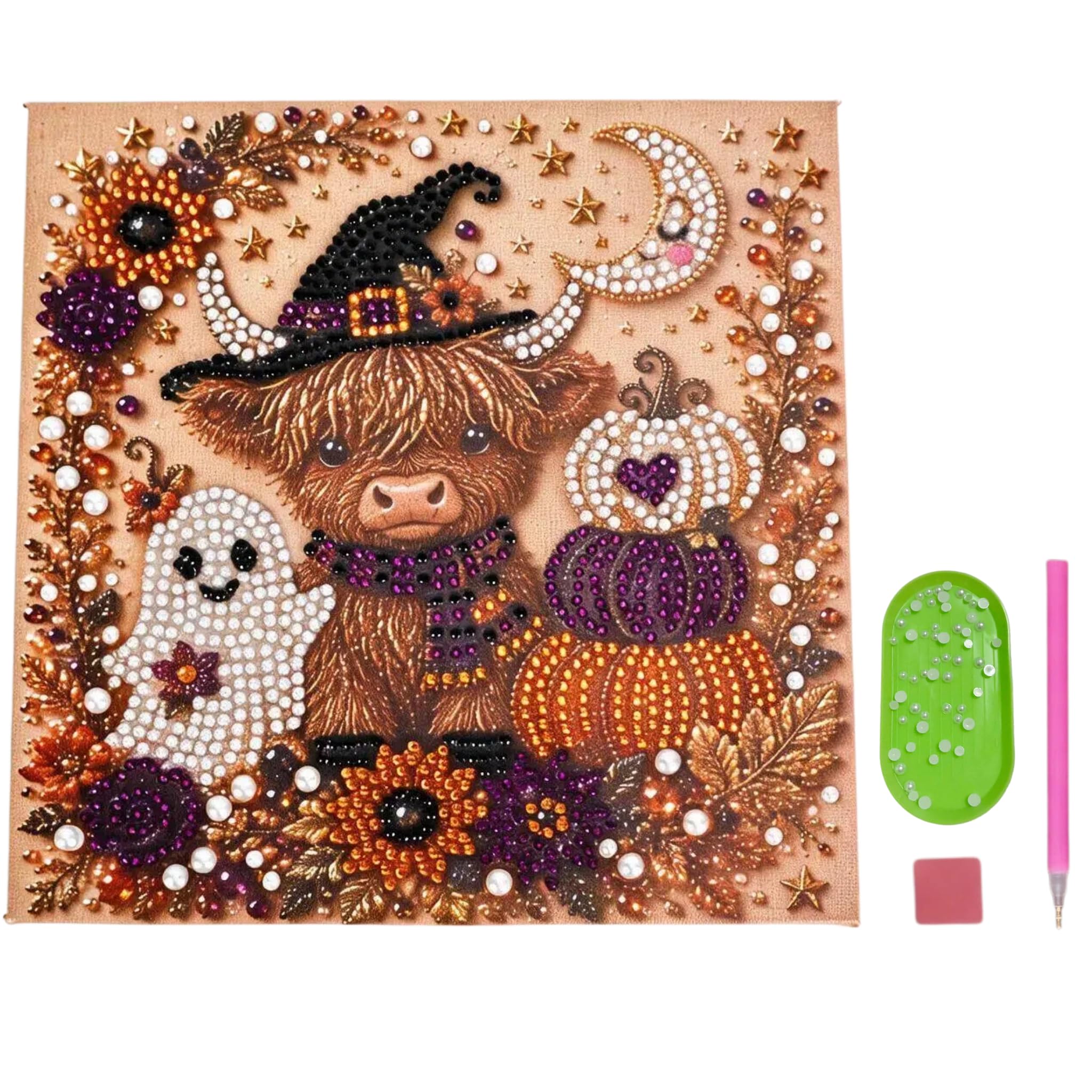 Pearl Art Kits for Adults, Highland Cow Gifts 20x20cm Diamond Art Kits for Adults: Canvas Crafts & DIY Accessories, Ideal for Hobbies Activities, Birthday, Halloween, Christmas, Secret Santa Gifts