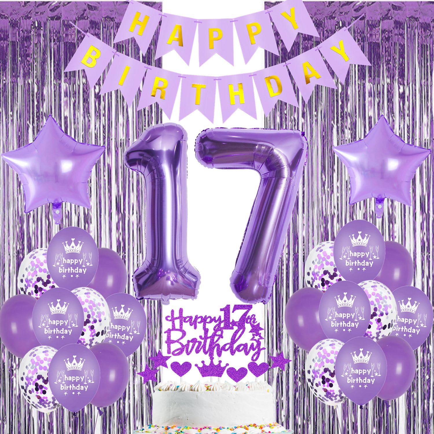 Morados 17 Años Decoracion Cumpleaños niña,Morados decoración 17 fiesta,17 cumpleaños niña globos Morados,17 cumpleaños niña decoración,cortinas oropel púrpura decoración 17 cumpleaños