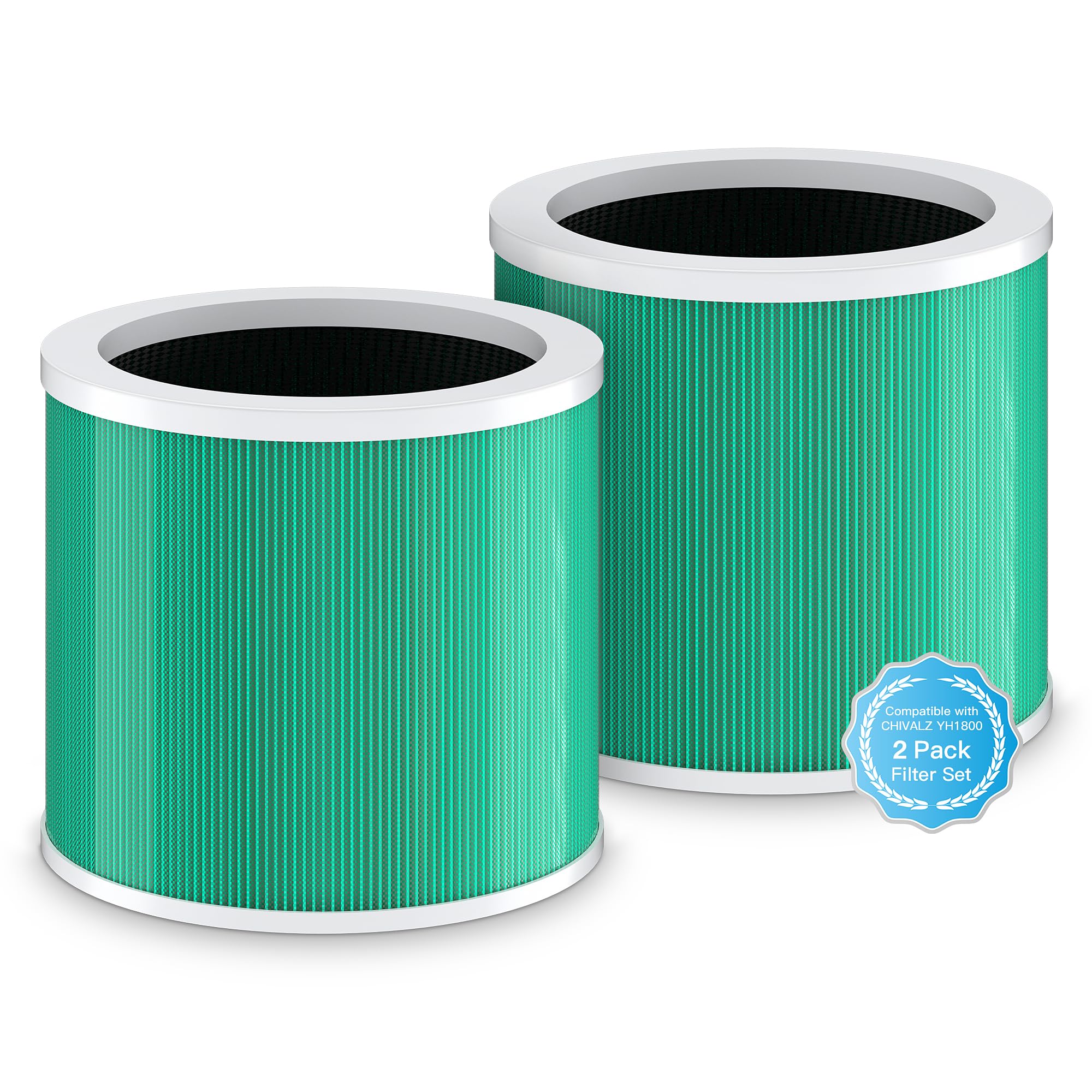 CHIVALZGenuine HY1800 Air Purifier Replacement Filter, 3-in-1 Filtration, High-Efficiency Activated Carbon, True HEPA 13 Filter (2 Pack)
