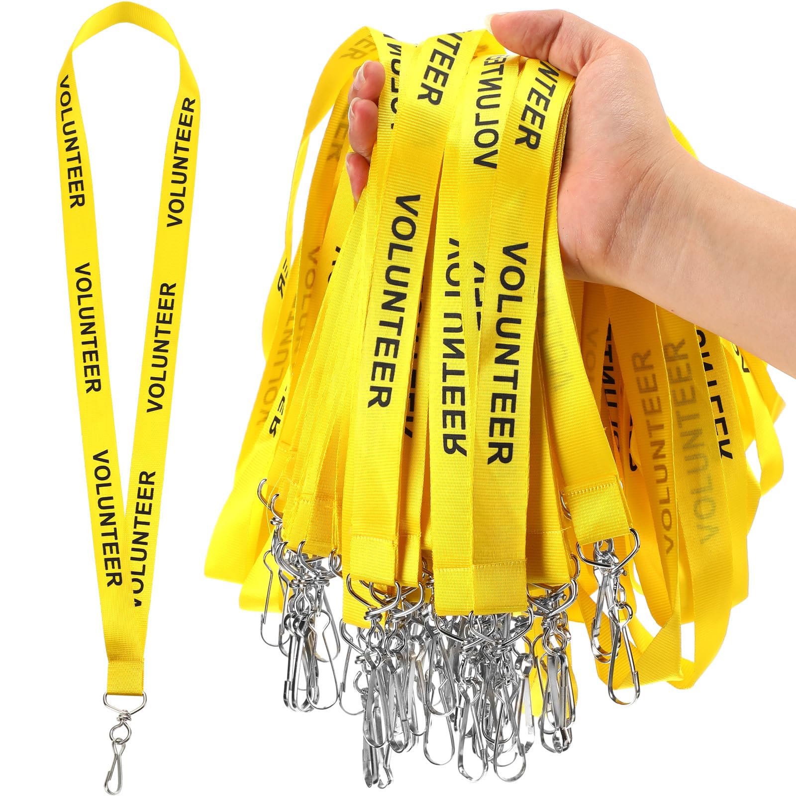 Jetec 100 Pcs Volunteer Lanyards Bulk Volunteer ID Badges Holder Lanyard with Metal Buckle Cute for Fundraising, Events, Church, School, Office