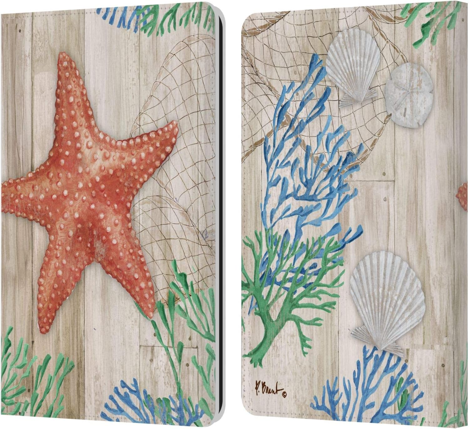 Head Case Designs Officially Licensed Paul Brent Starfish Coastal Leather Wallet Case Compatible with Kindle Paperwhite 1/2 / 3