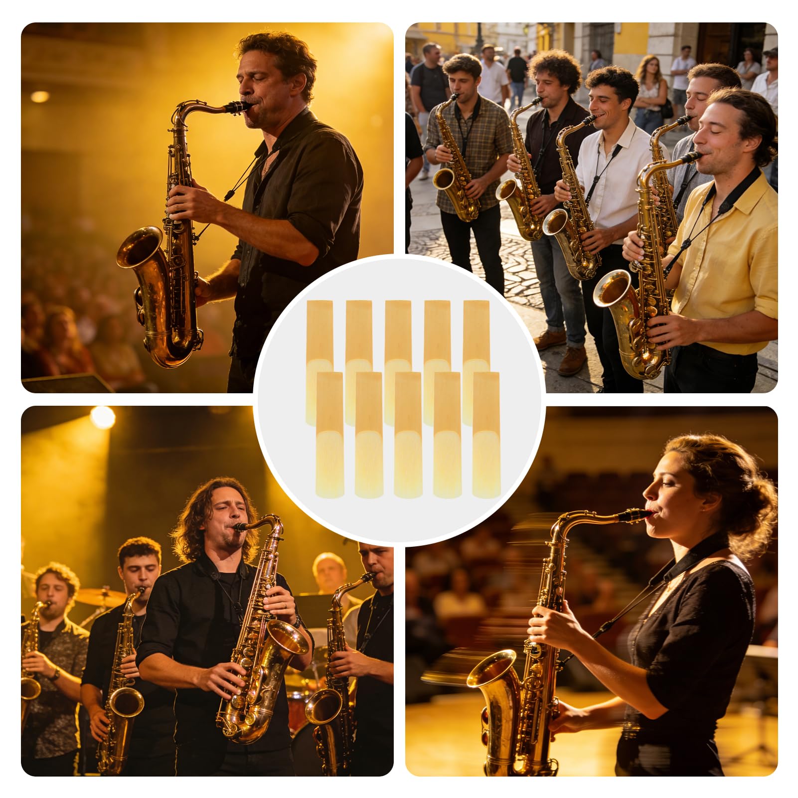 Lot de 10 anches de saxophone alto - Épaisseur : 2,5 - Épaisseur : 2,5 - Anches professionnelles pour saxophone alto - Technique de coupe avancée pour les débutants