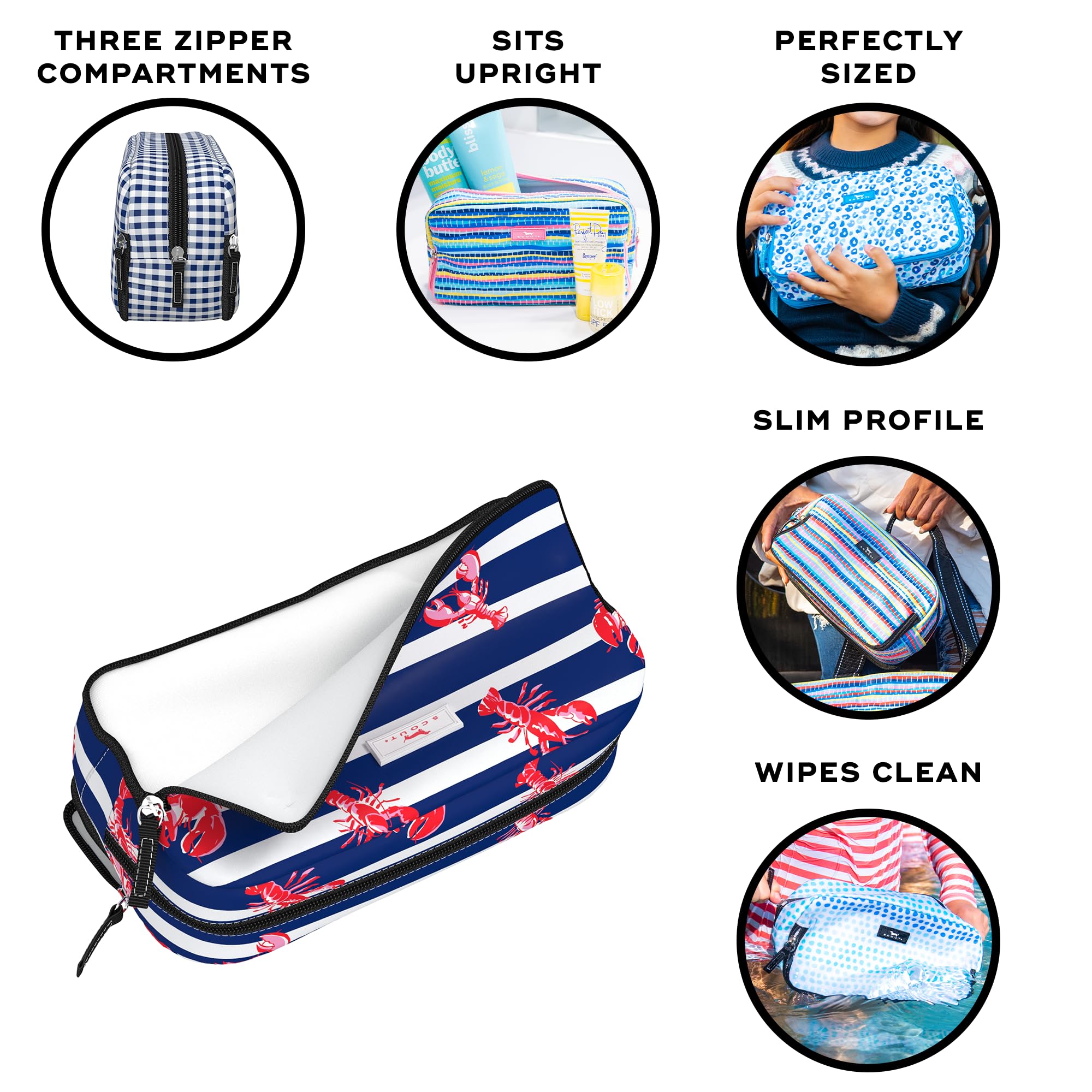 SCOUT 3-Way Cosmetic Bag with 3 Zipper Compartments