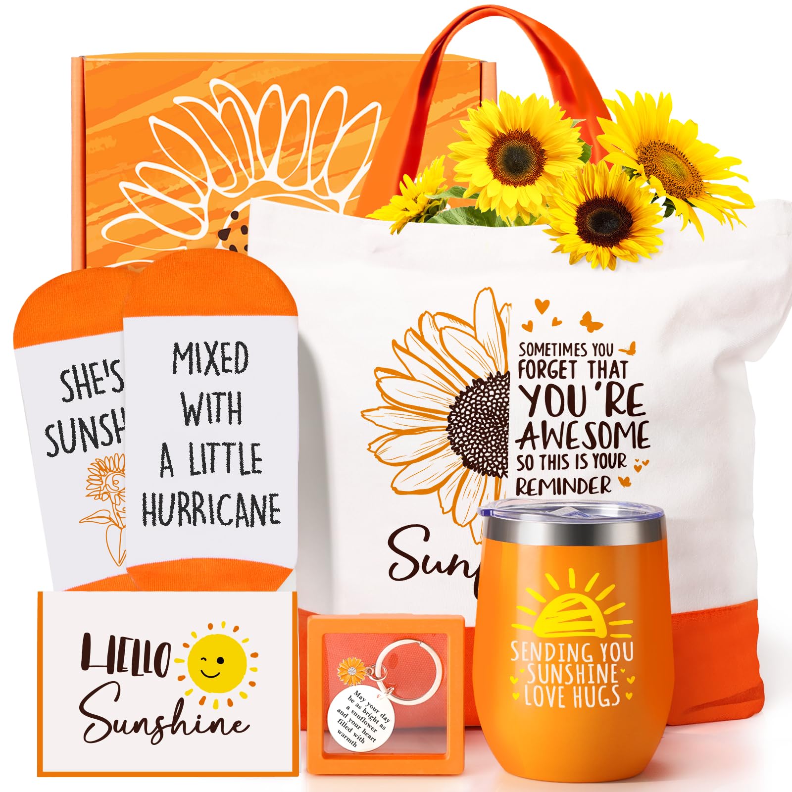 Sunflower Gifts for Women, Sending Sunshine Inspirational Gifts, Birthday Gift for Women Get Well Soon Gift Basket Thinking of You Care Package for Girls Mom Best Friend Bestie Sister Wife Girlfriend