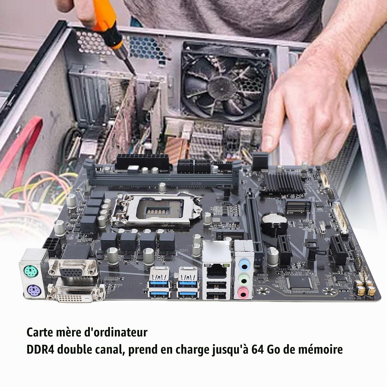 Carte Mère B560 LGA1200, DDR4 M ATX pour Core 11e 10e Génération, VGA DVI, Double M.2, PCIe 4.0 X16, USB 3.2 Gen1