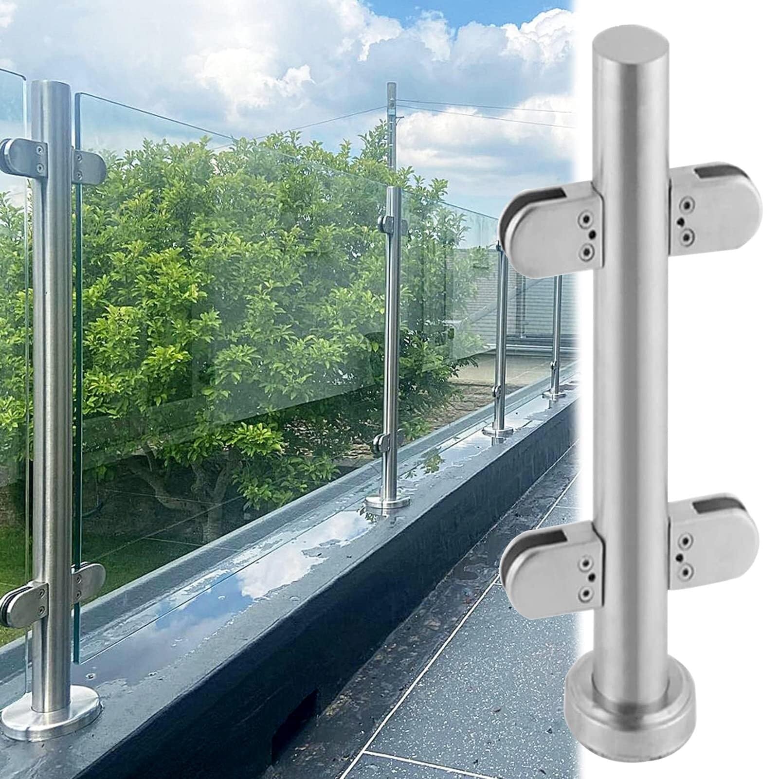 Poteau garde-corps verre carré 95cm pour sécuriser votre mezzanine intérieure