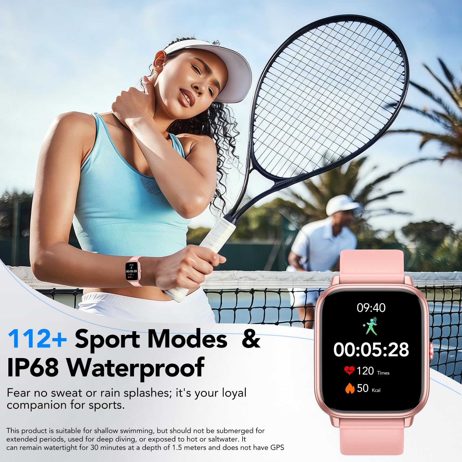 Smartwatch Uomo Donna, 1.83"HD Orologio con Chiamate Bluetooth, 110+ Modalità Sportive, Fitness Tracker con Batteria da 1000mAh, Autonomia 20 Giorni, Impermeabile IP68 Smartwatch per Android/iOS