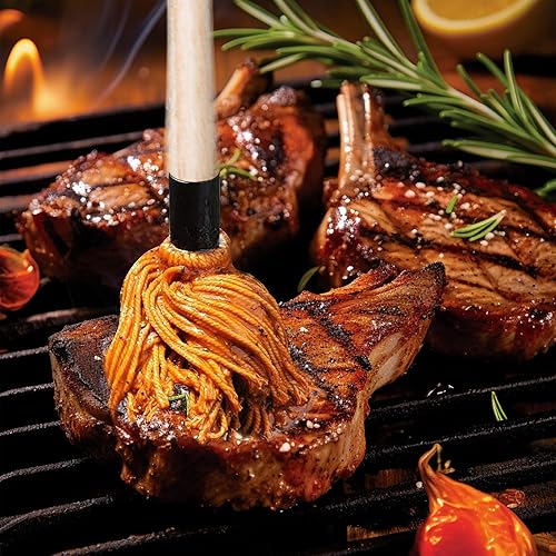 Miniatura 3 de Juego de cepillo para mopa y olla de hierro fundido, paquete 11 en 1 incluye 2 piezas de mango largo de madera, 6 cabezales de cepillo, 1 sartén de